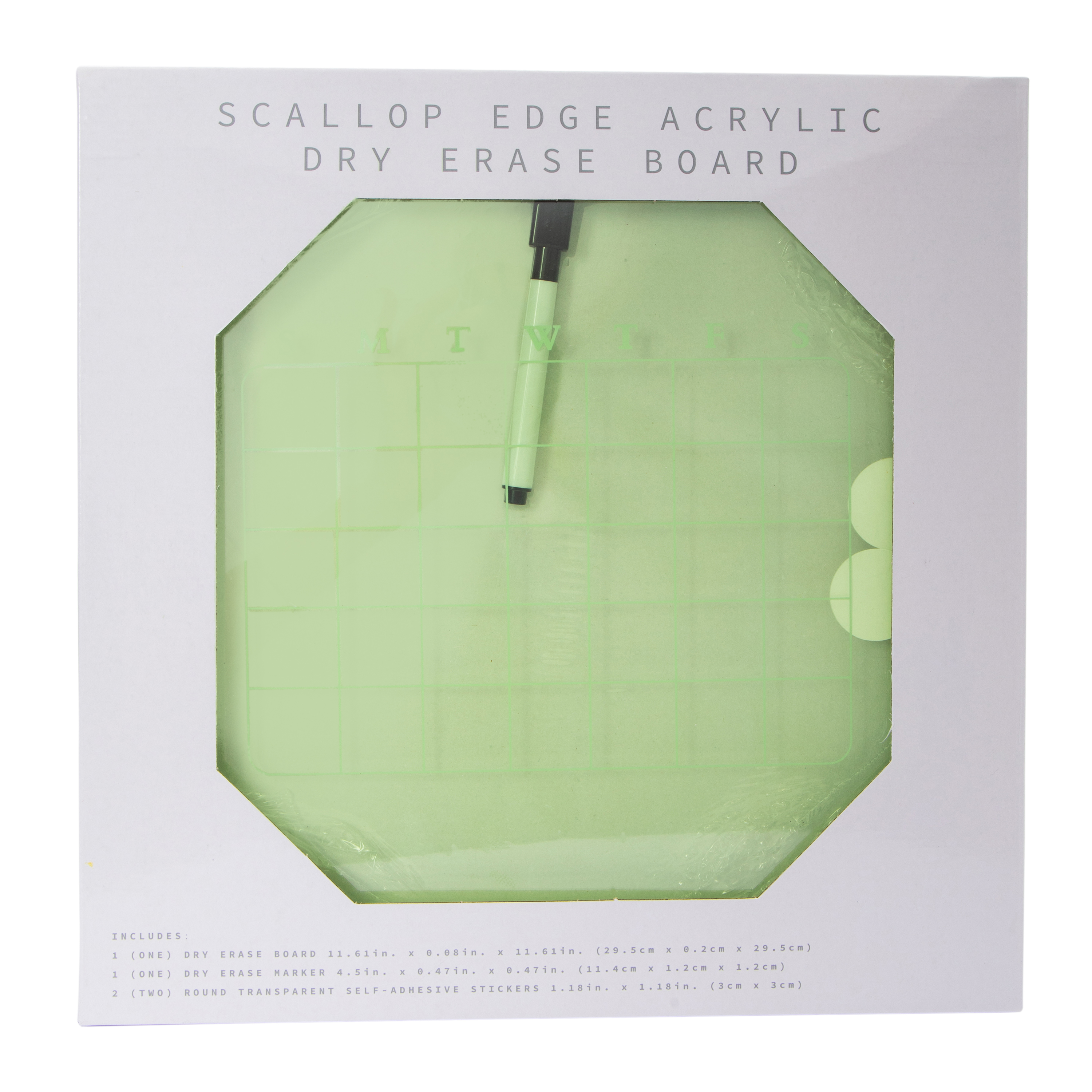 Scallop Edge Acrylic Dry Erase Board 11.61in
