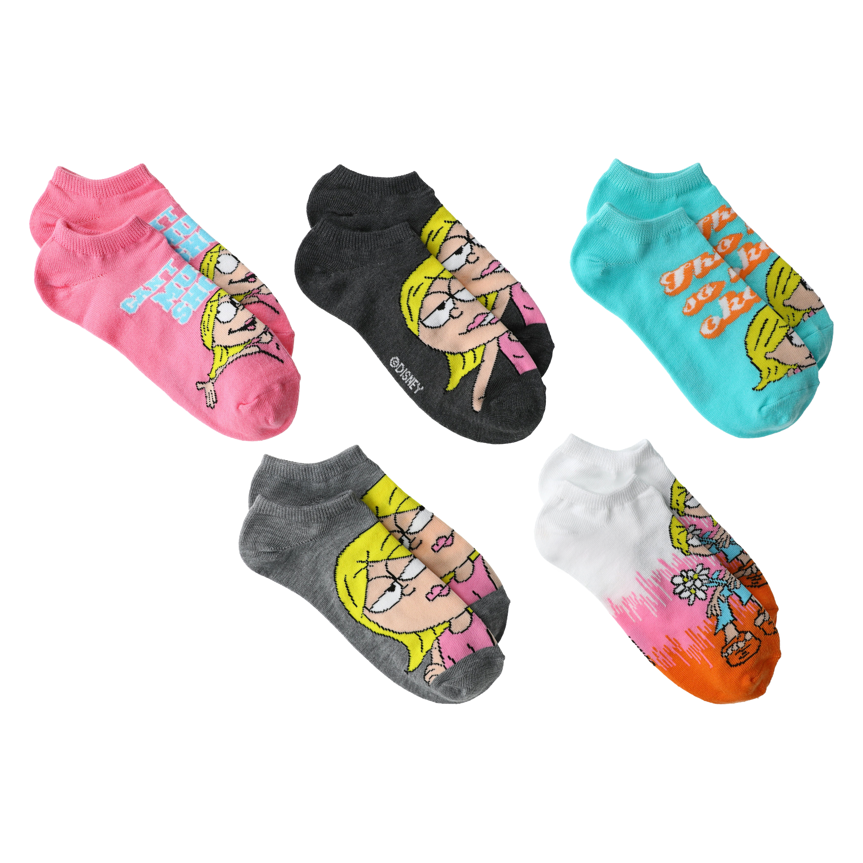 Disney Lizzie McGuire Ladies No-Show Socks 5-Pack