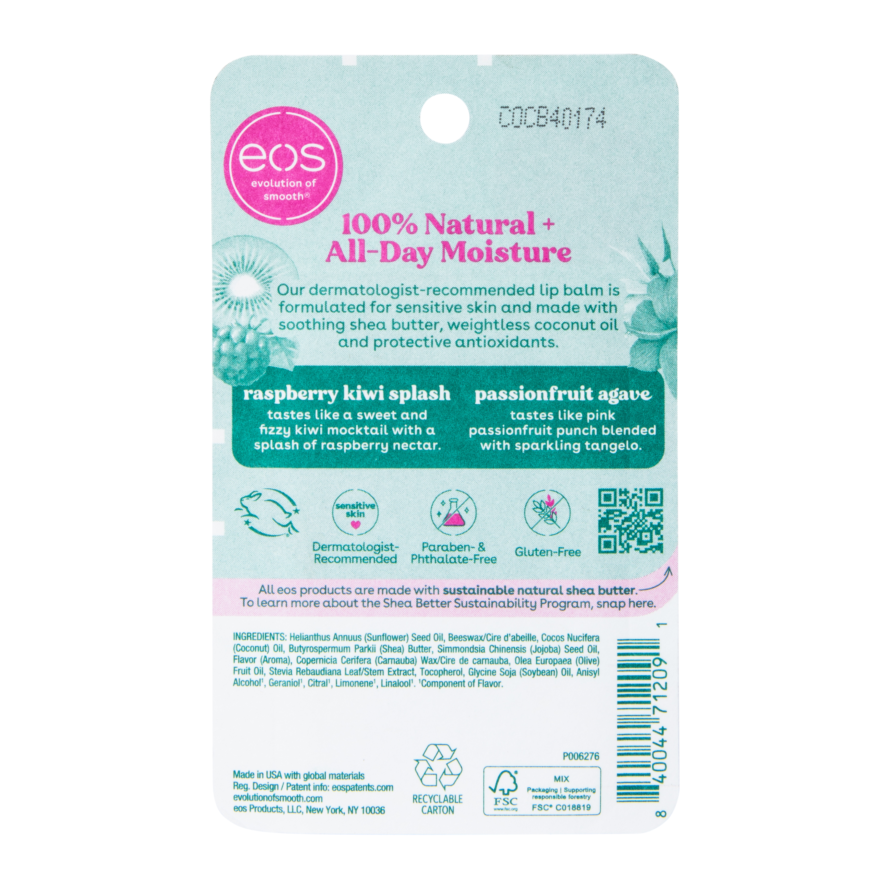 EOS® Smooth Lip Balms 2-Count - Strawberry Kiwi Splash & Passionfruit Agave