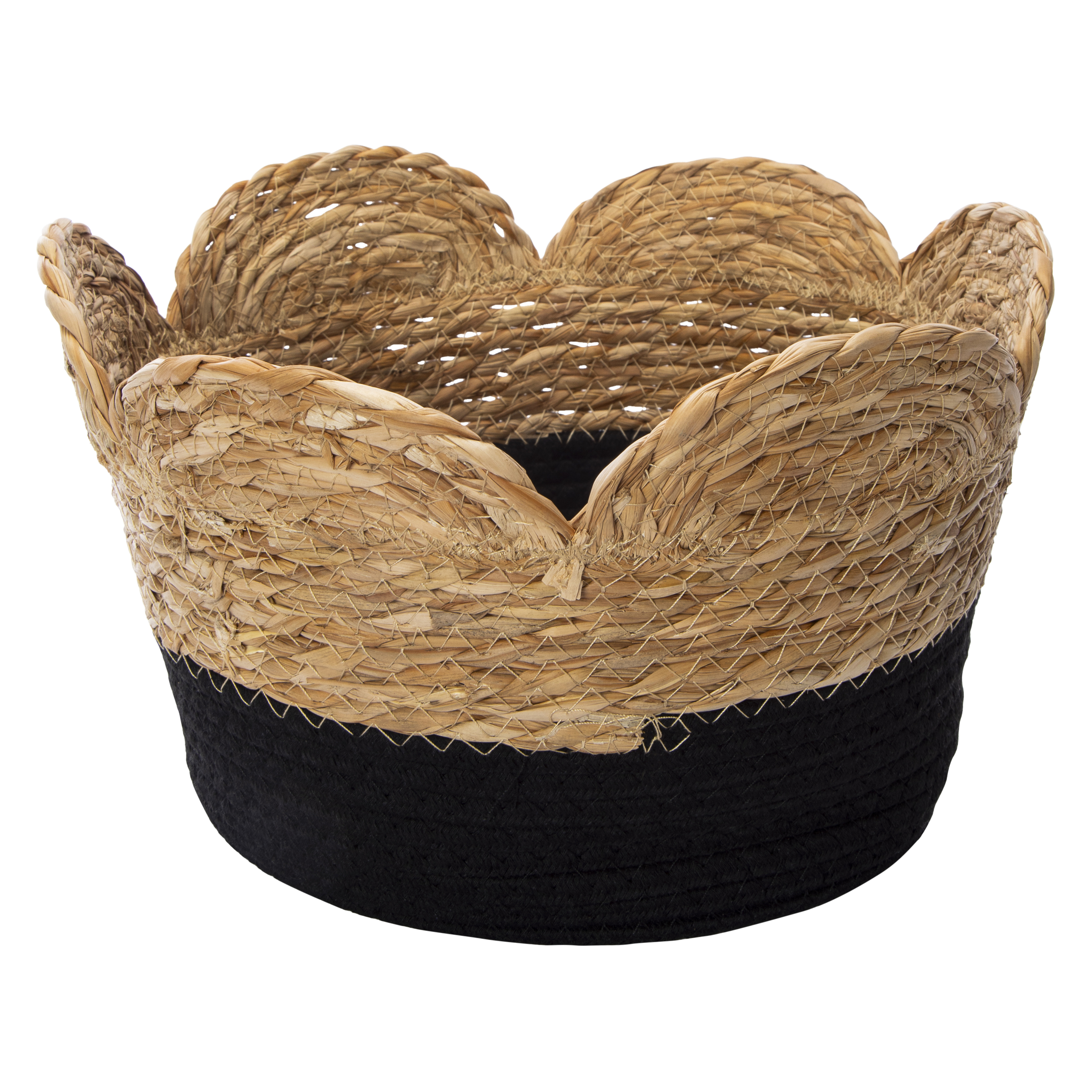 Scalloped Edge Cotton Rope & Natural Storage Bin 12in x 7.7in