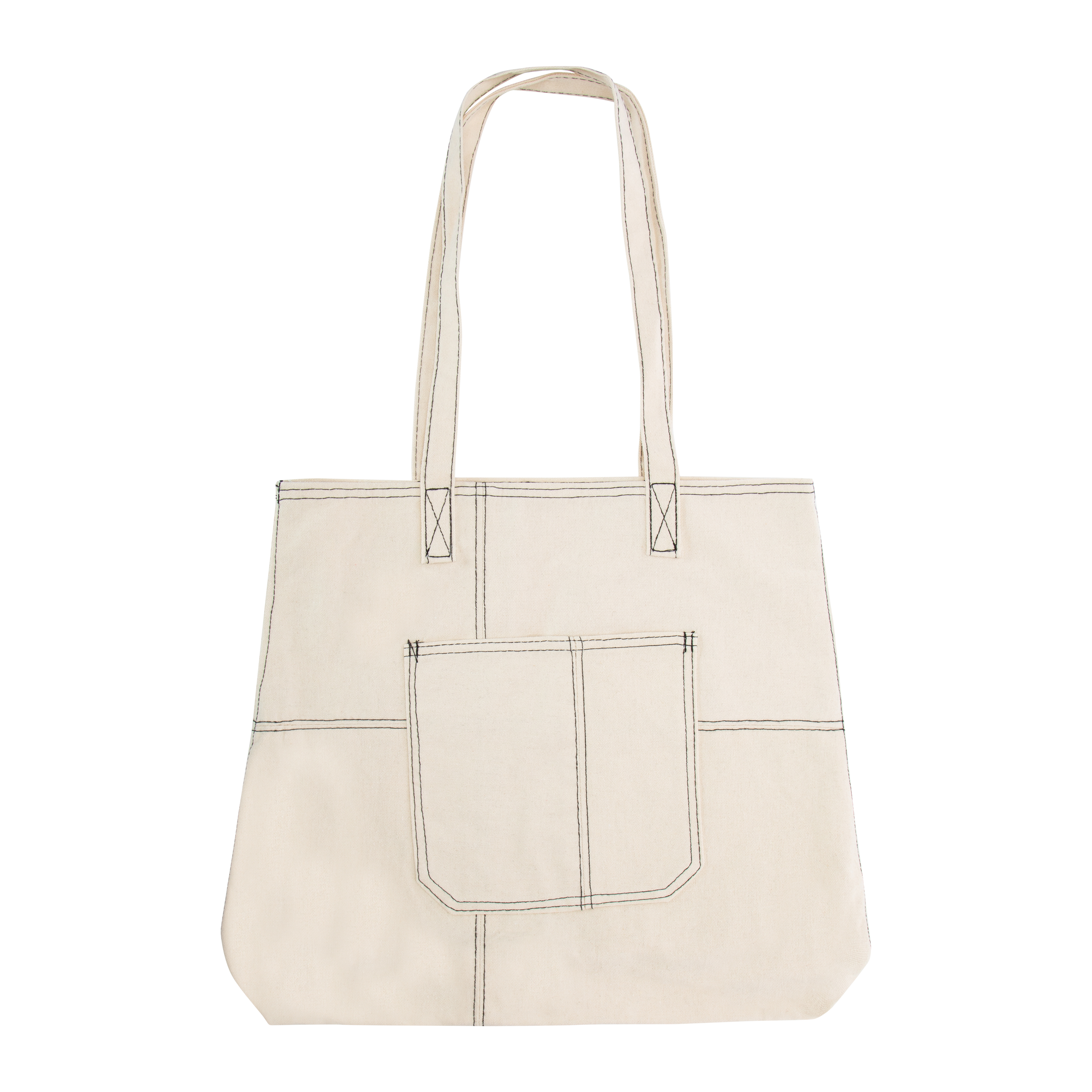Contrast-Stitch Tote Bag