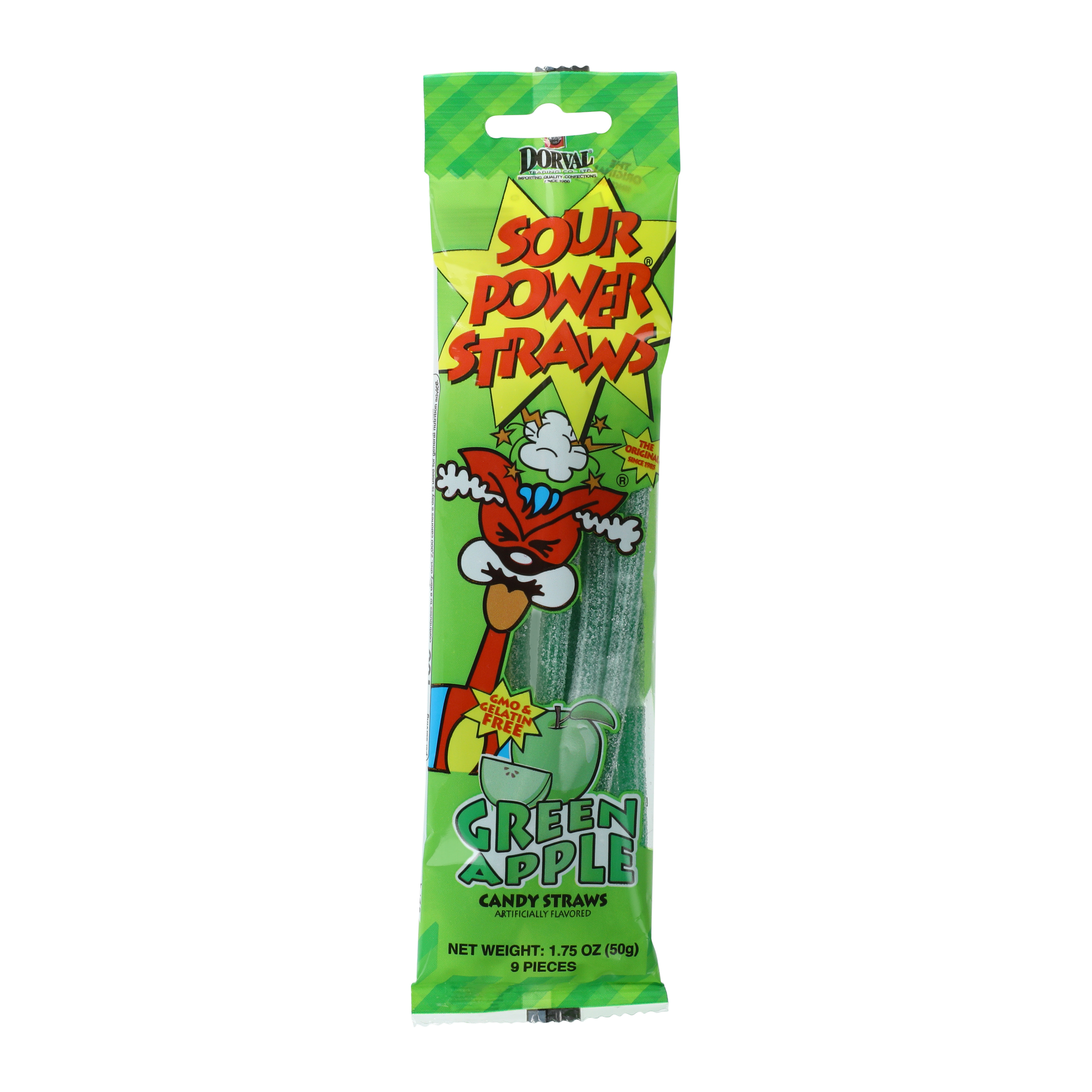 Sour Power® Green Apple Candy Straws 1.75oz