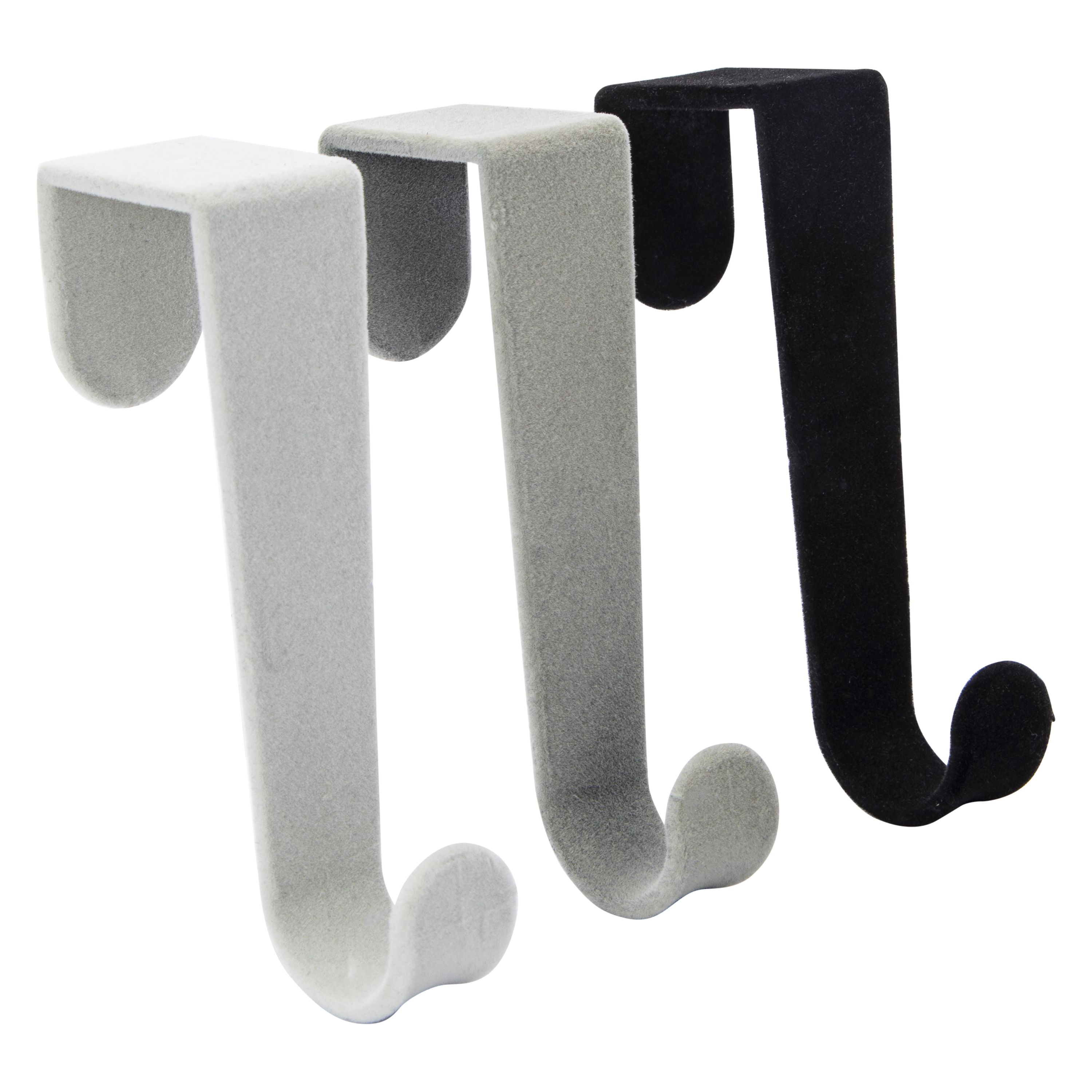 Flocked Over The Door Hooks 3-Count