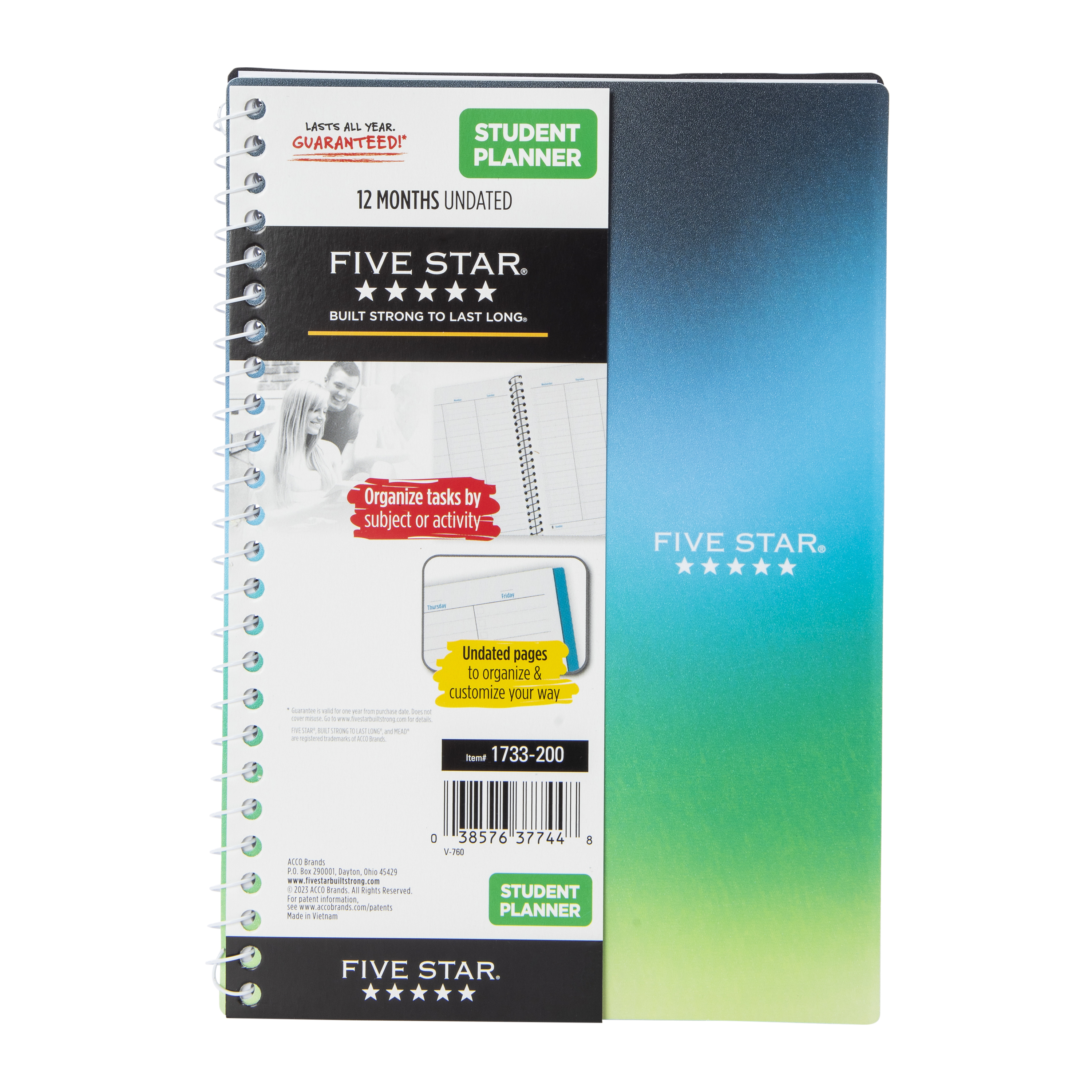 Five Star® 12-Month Undated Student Planner