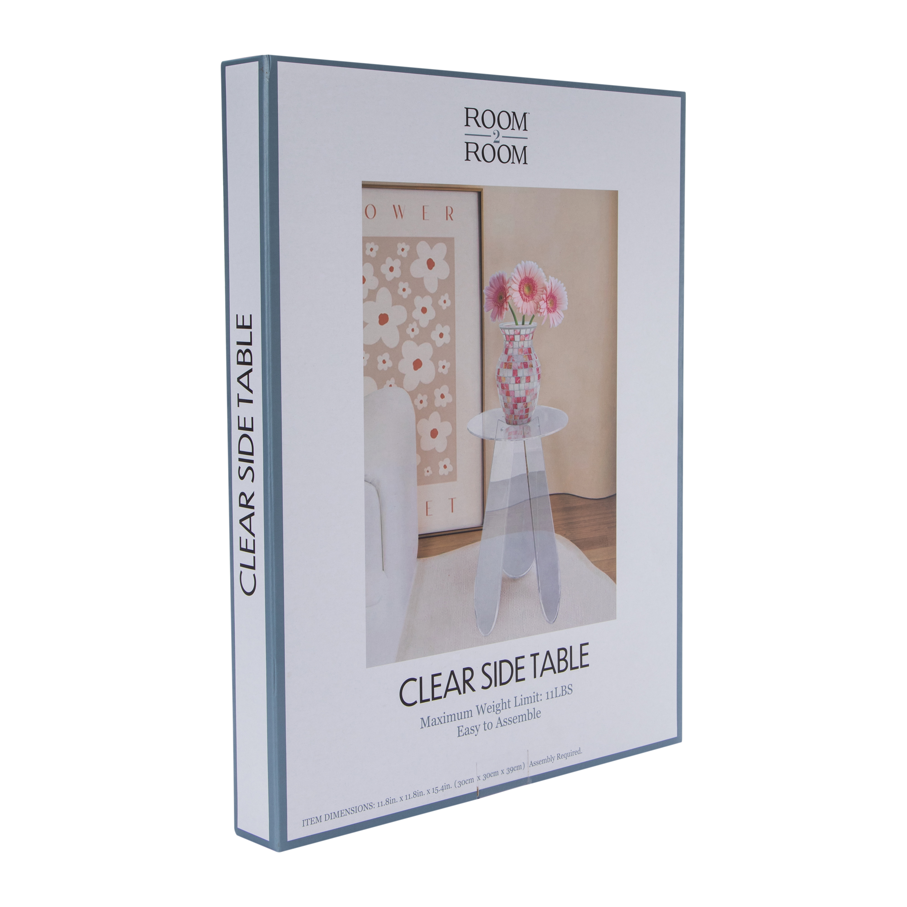 Clear Side Table 11.8in x 15.4in