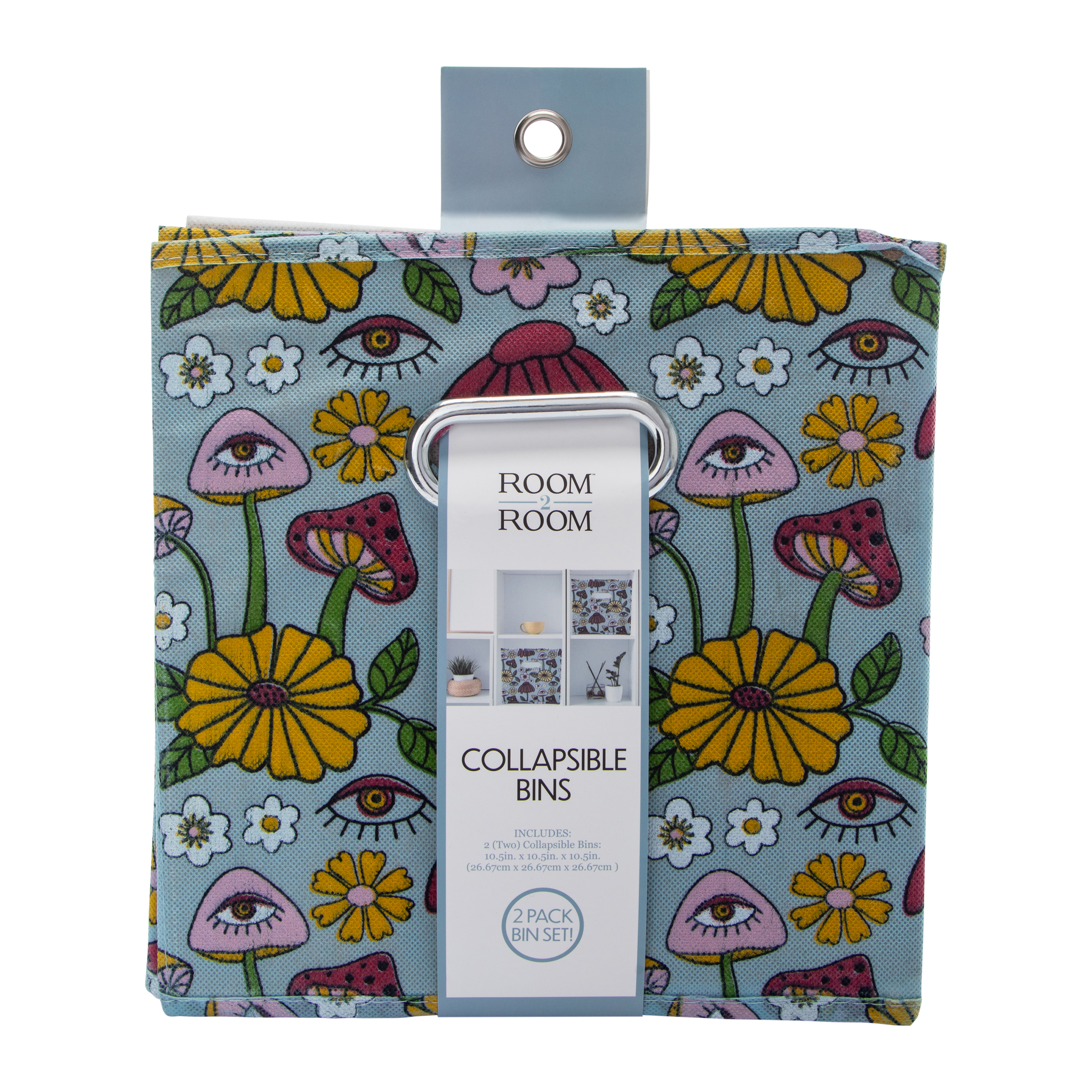 Printed Collapsible Bins 2-Count, 10.5in