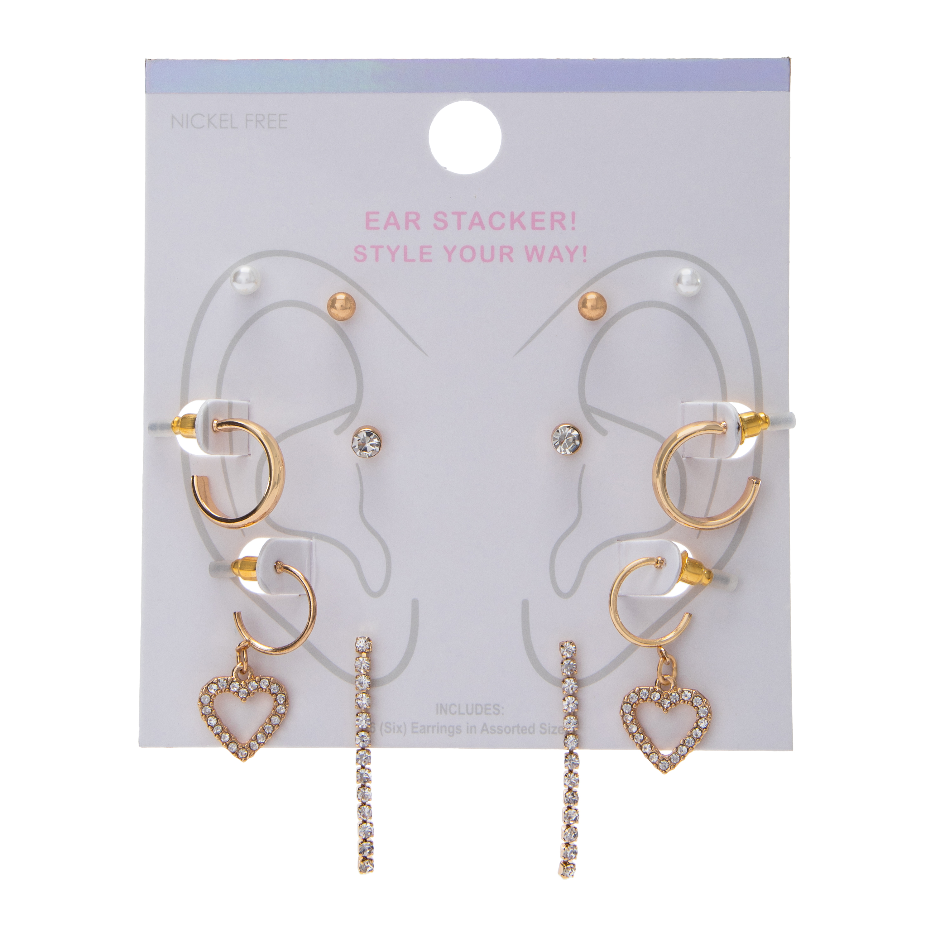 Assorted Ear Cuff & Earring Stacker Set 6-Pack