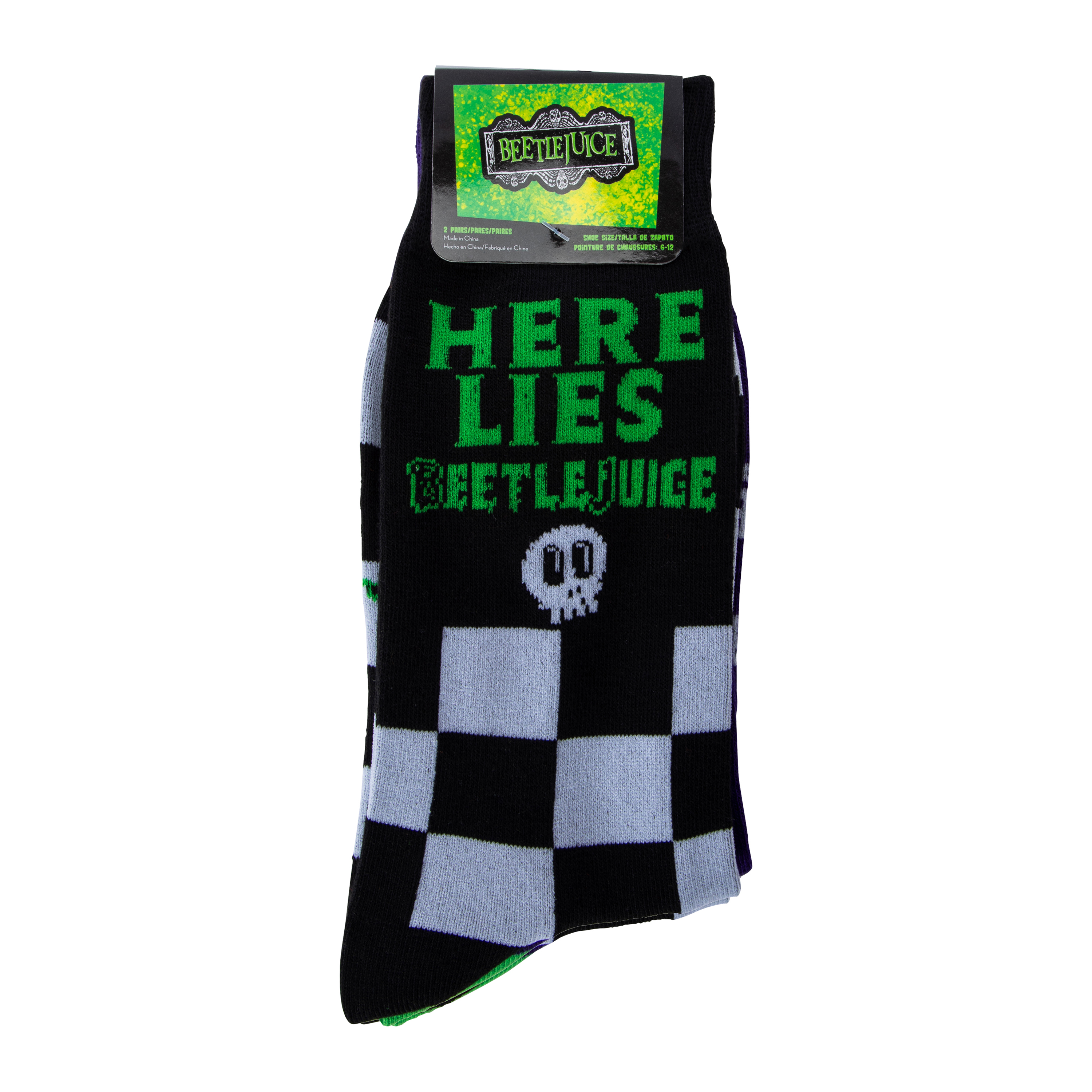 Mens Beetlejuice™ Crew Socks 2-Pack
