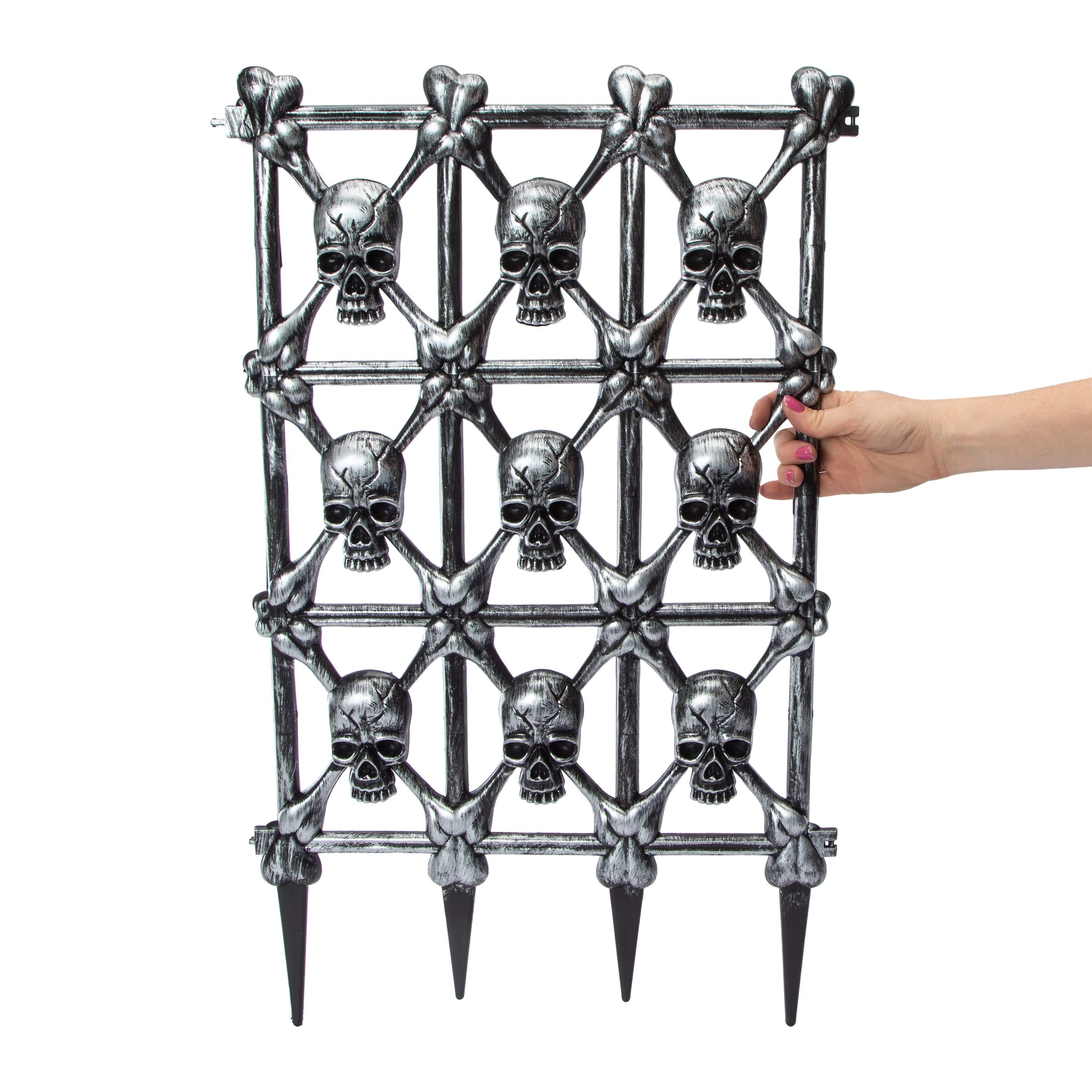 Skull Fence Halloween Decor 28.74in x 17.32in
