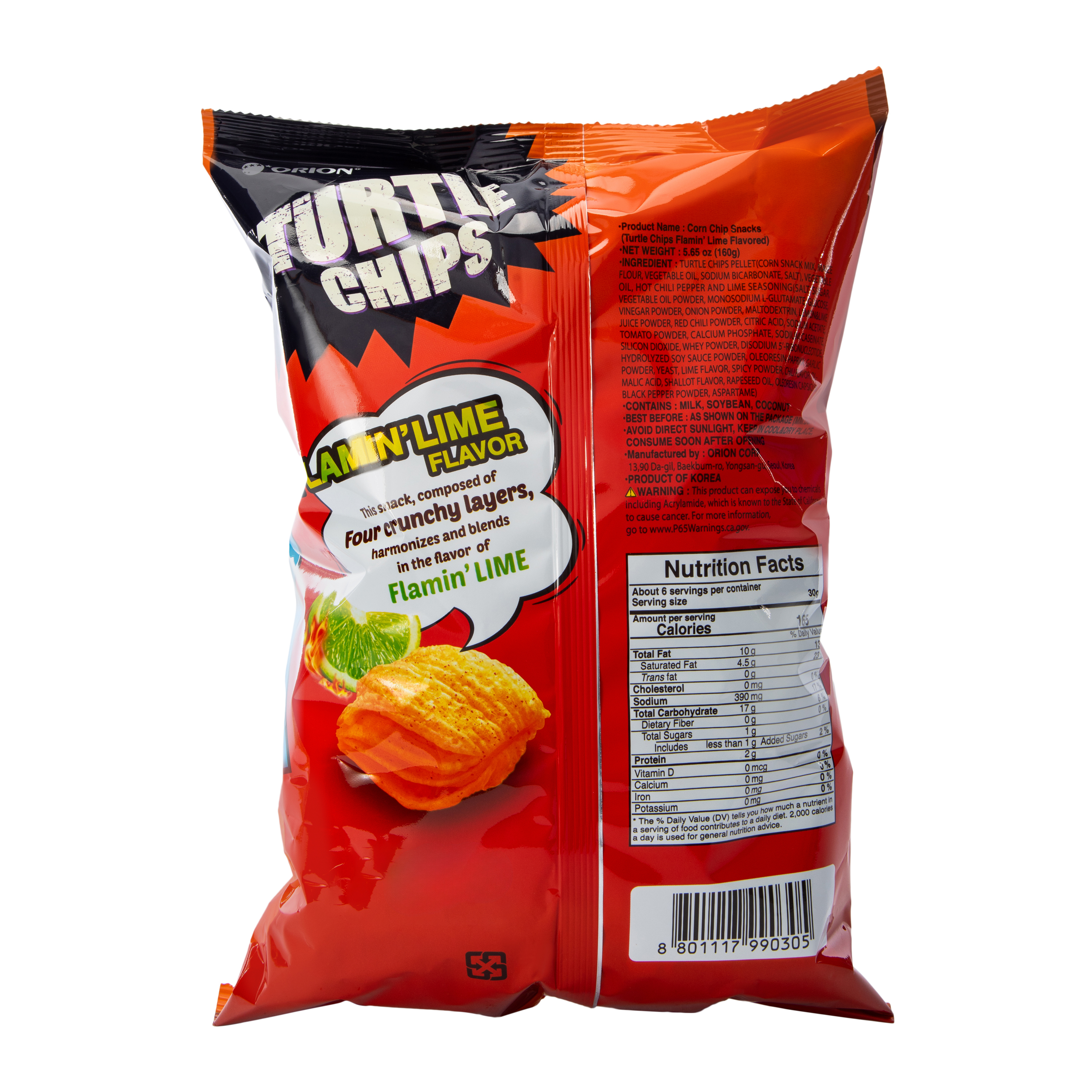 Turtle Chips 5.64oz - Flamin' Lime
