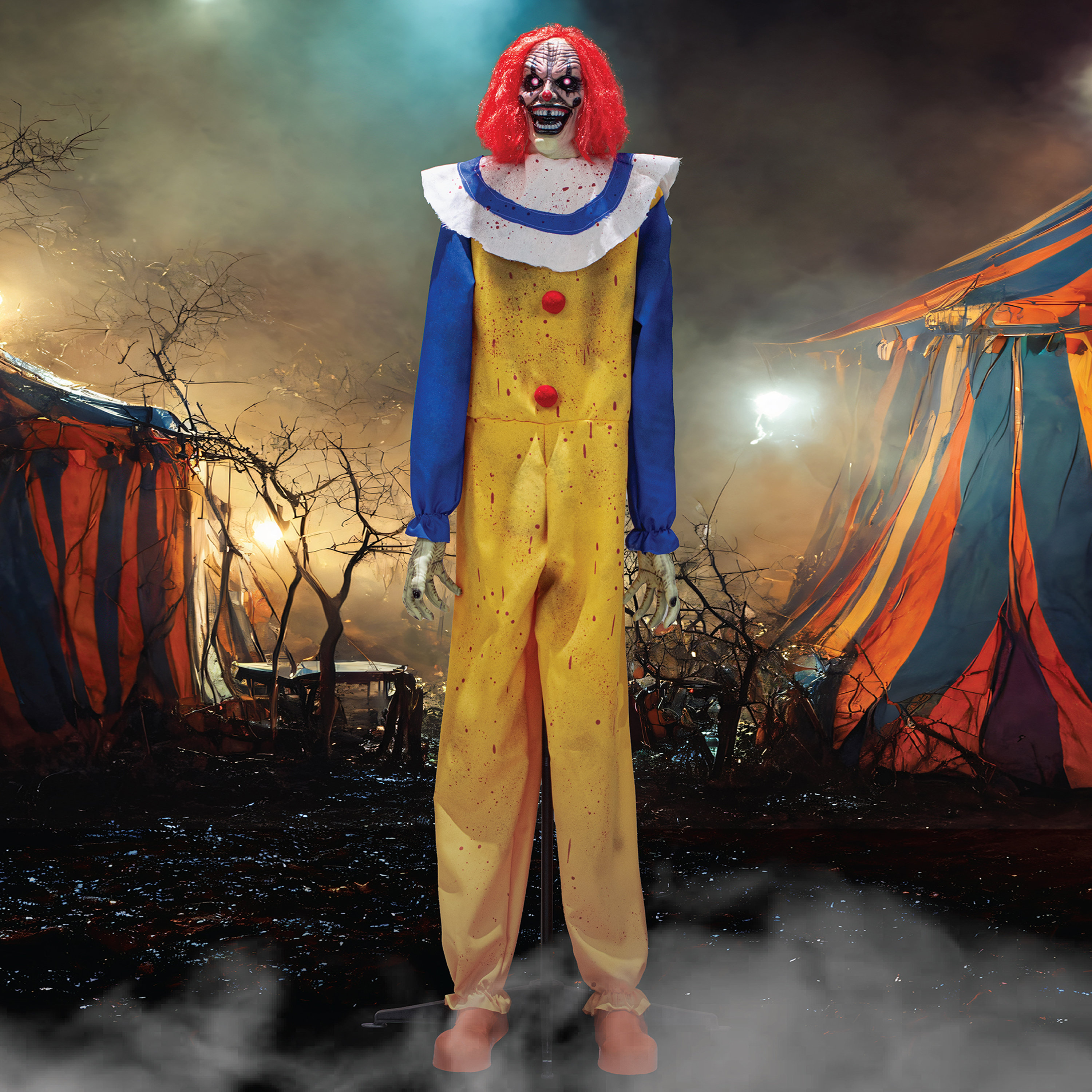 6ft Frightening Clown LED Animatronic Halloween Decor