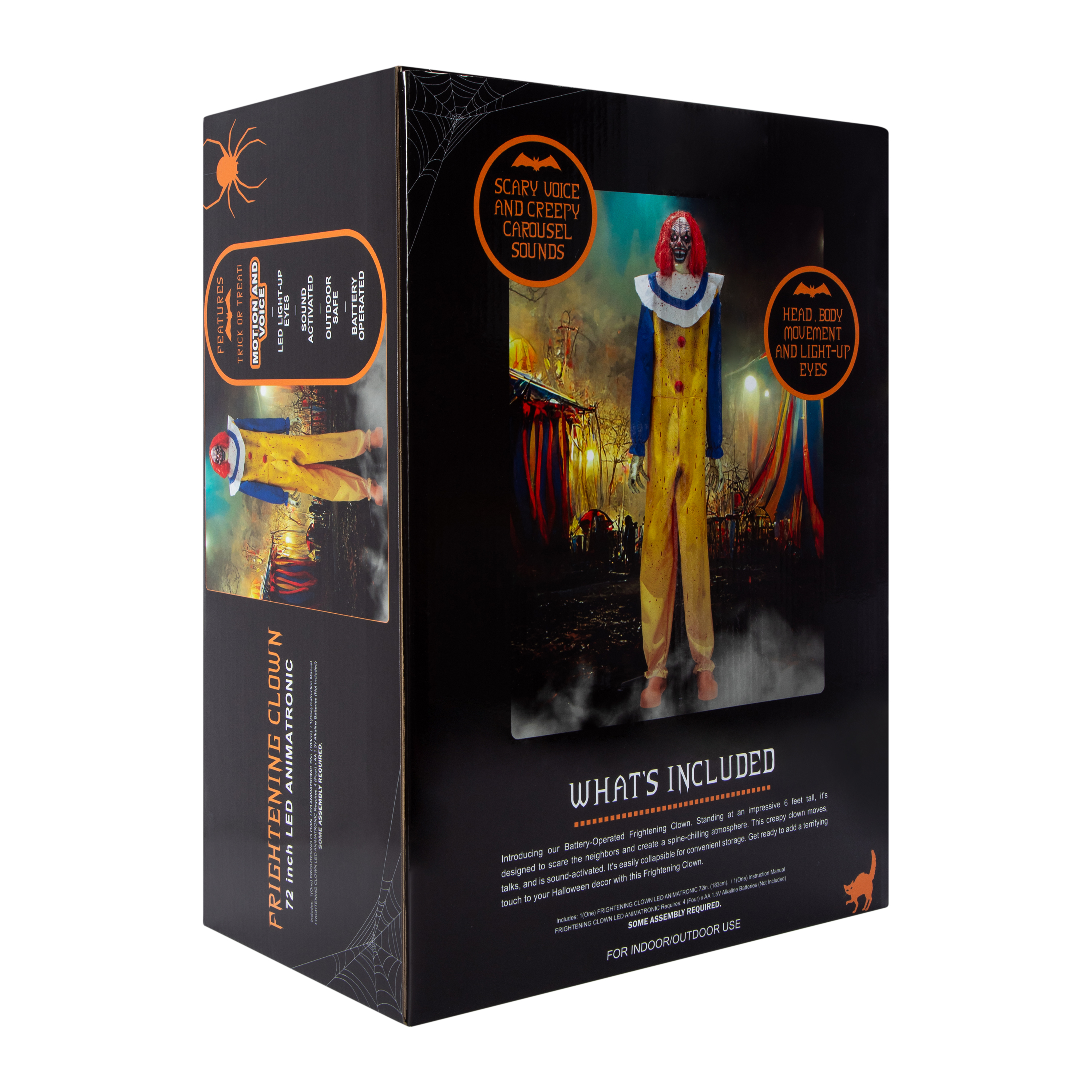 6ft Frightening Clown LED Animatronic Halloween Decor