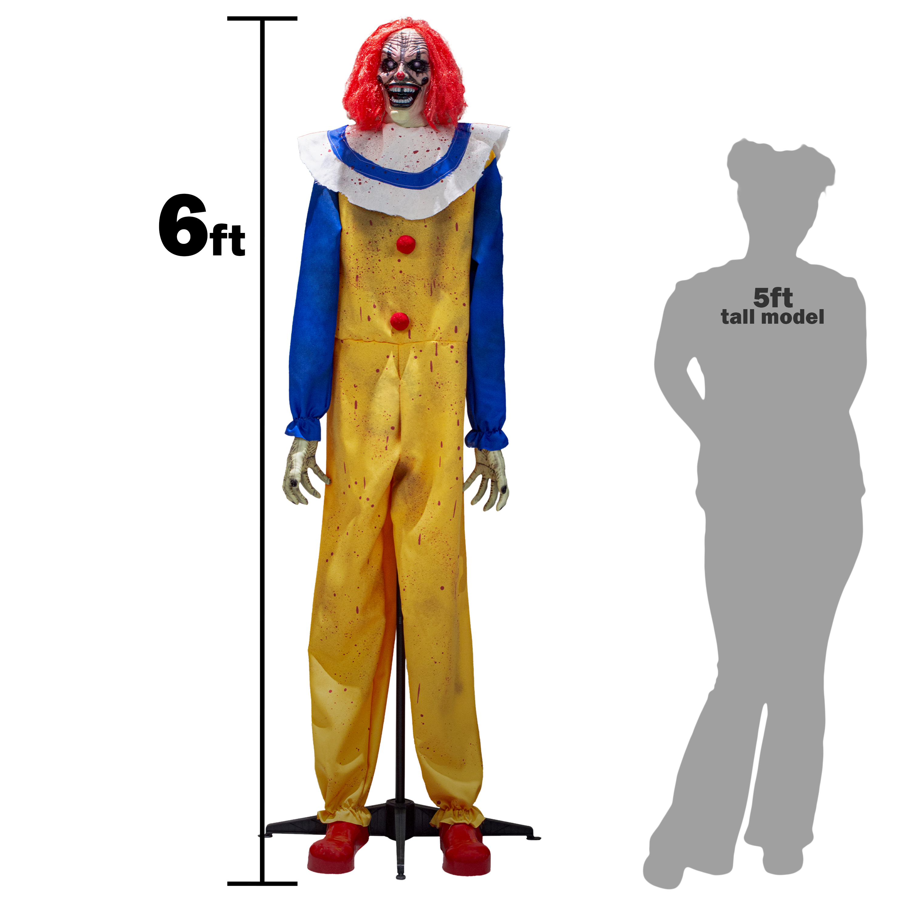 6ft Frightening Clown LED Animatronic Halloween Decor