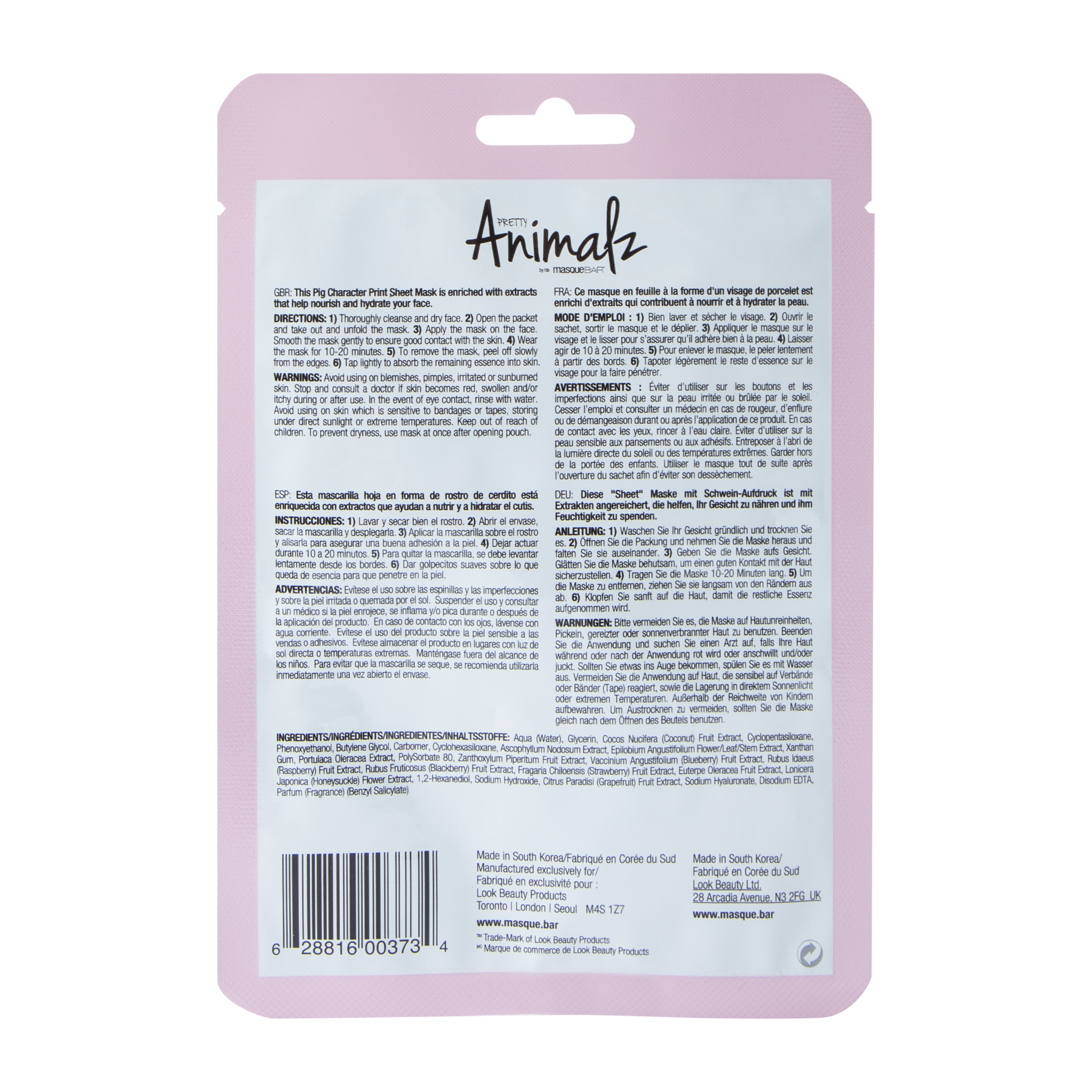 Masque Bar™ Pretty Animals Pig Hydrating Sheet Mask
