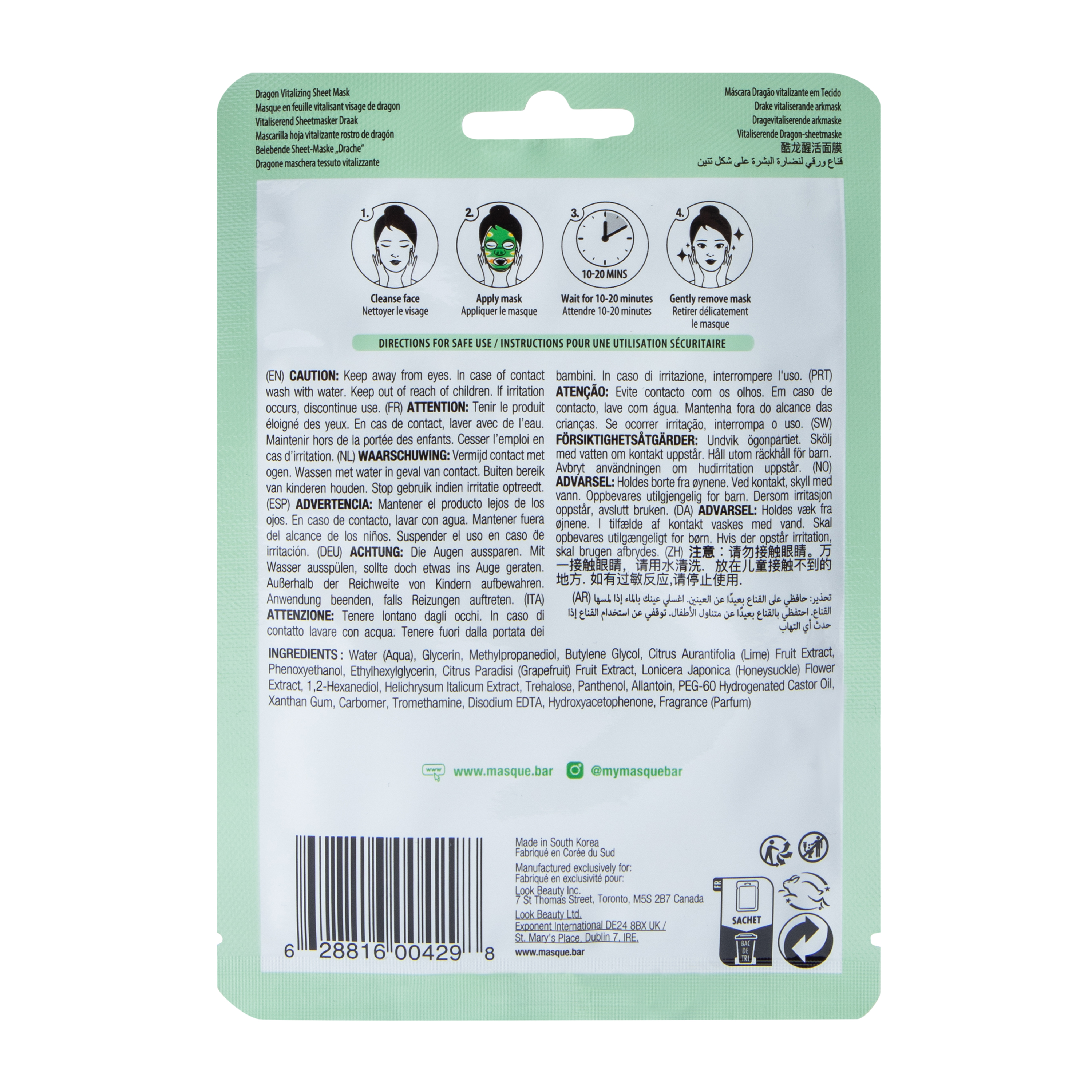 Masque Bar™ Pretty Animals Dragon Purifying Sheet Mask