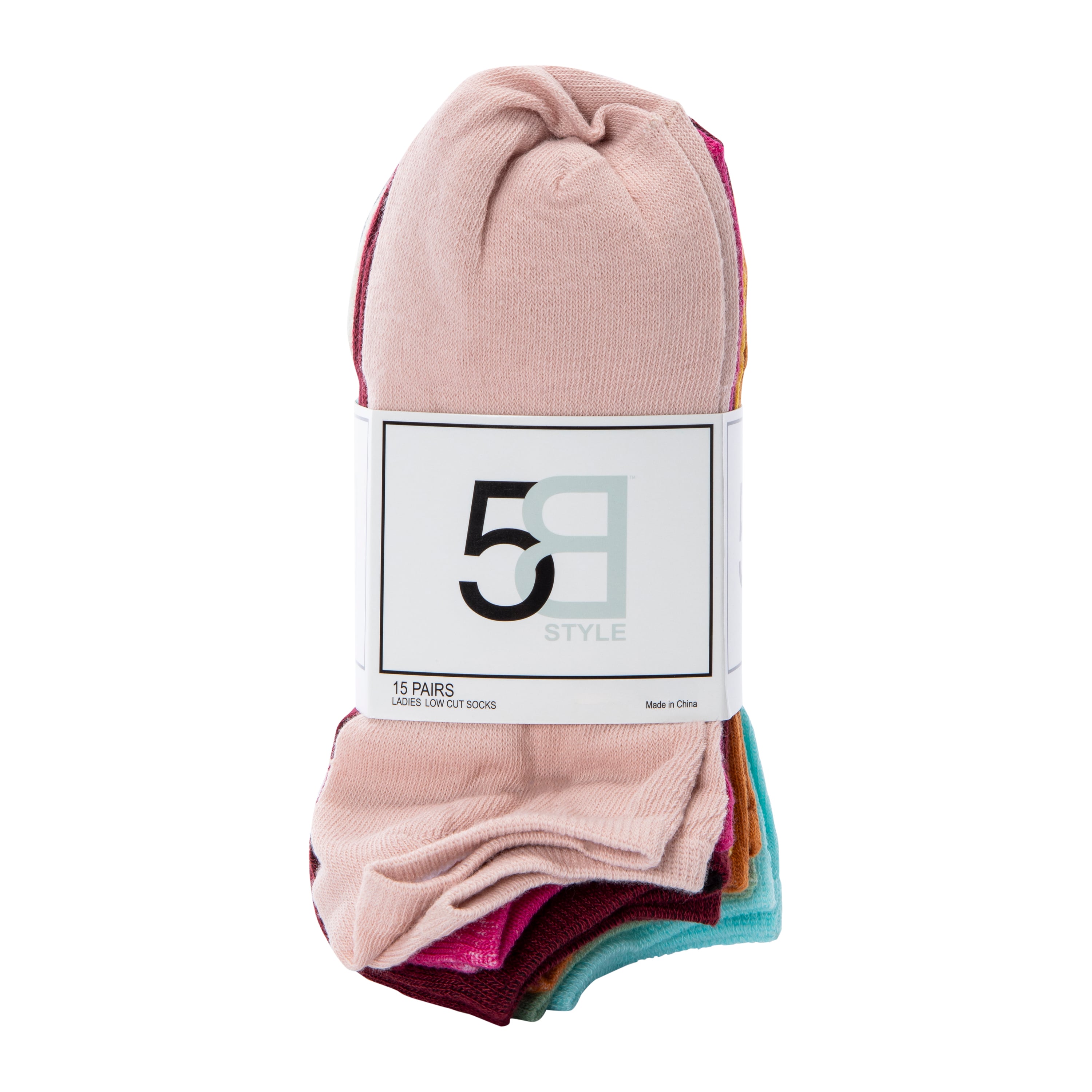 Ladies Pastel Low Cut Socks 15-Pack