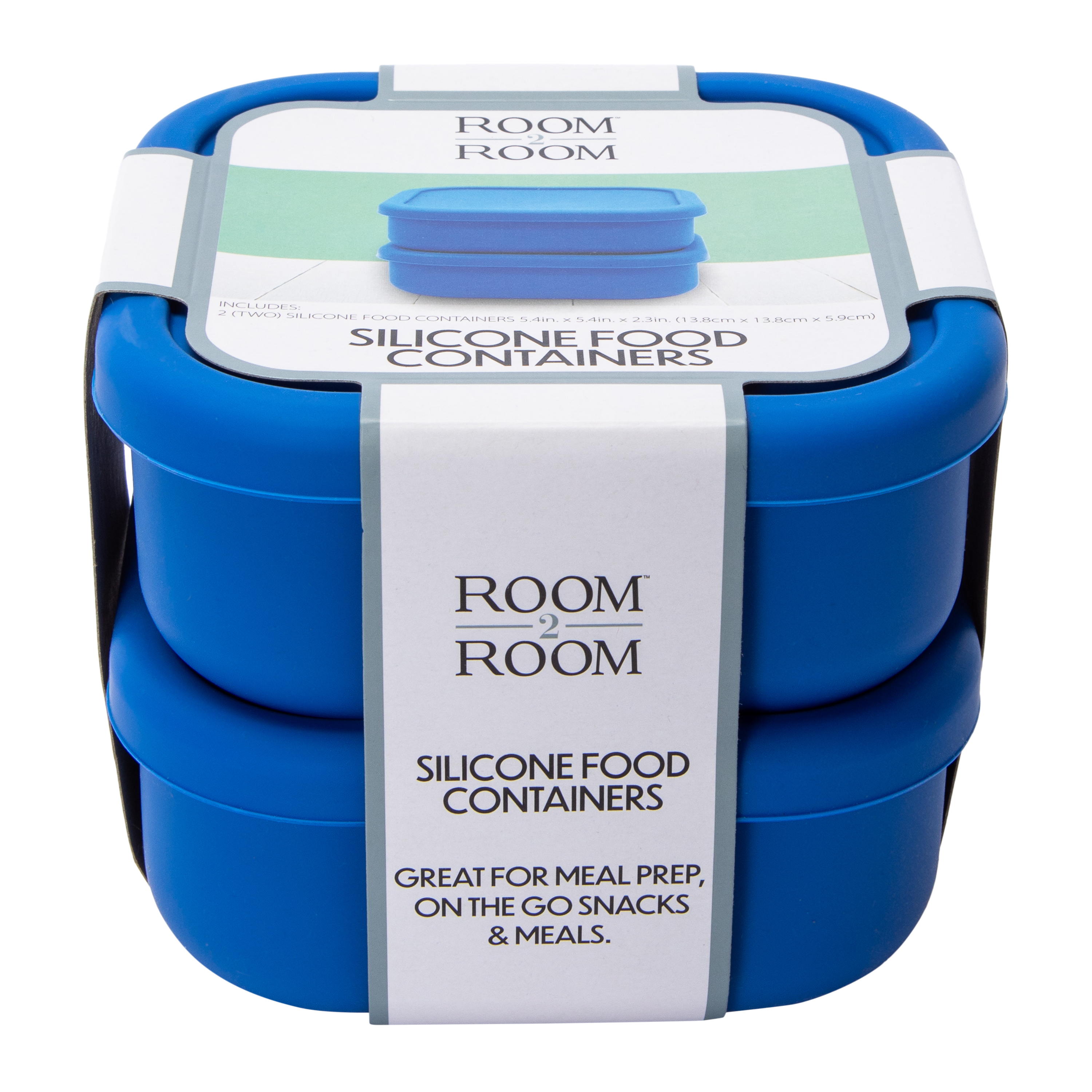 2-Count Square Silicone Food Containers 5.4in x 2.3in