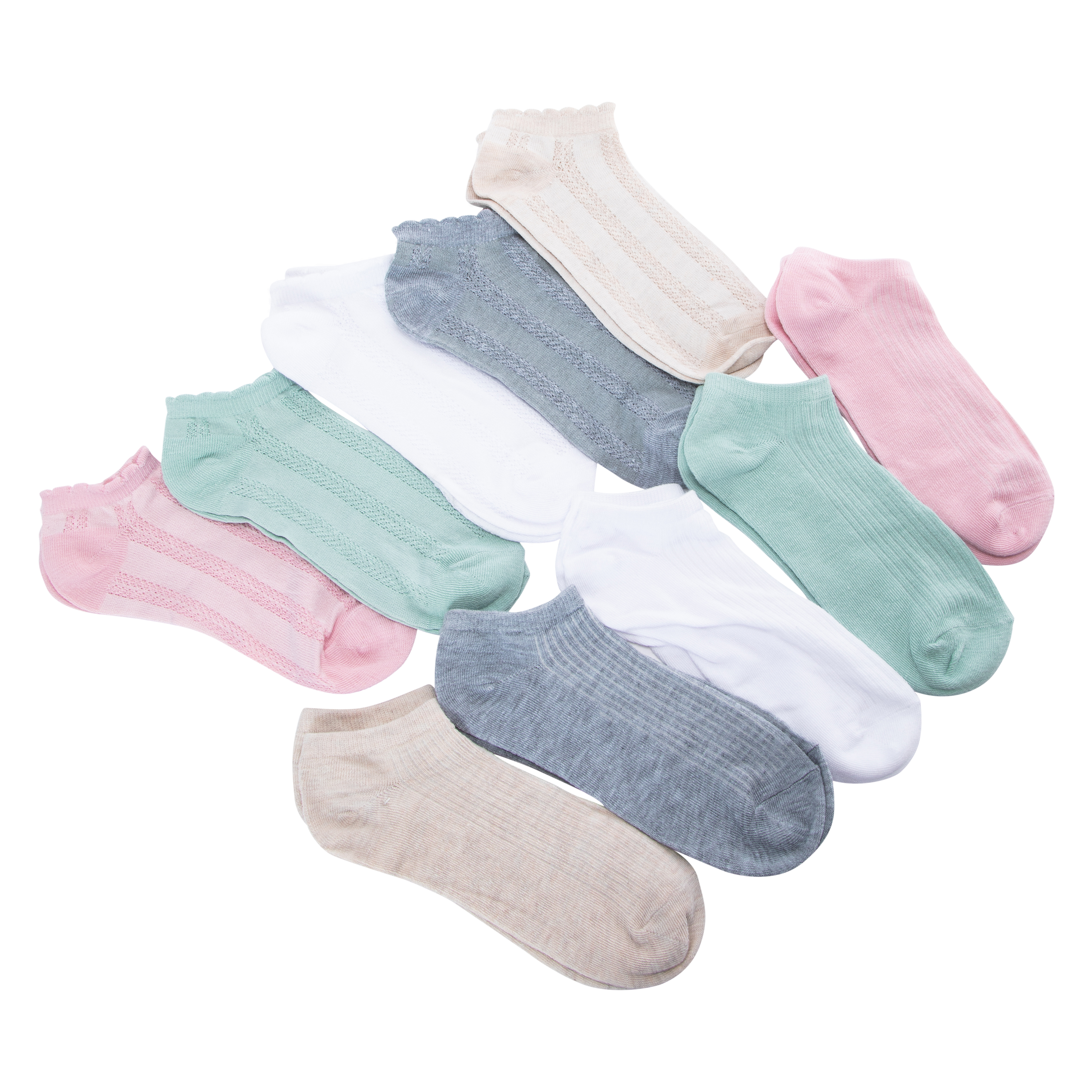 Ladies Assorted  Ruffle-Trim Ankle Socks 10-Pack