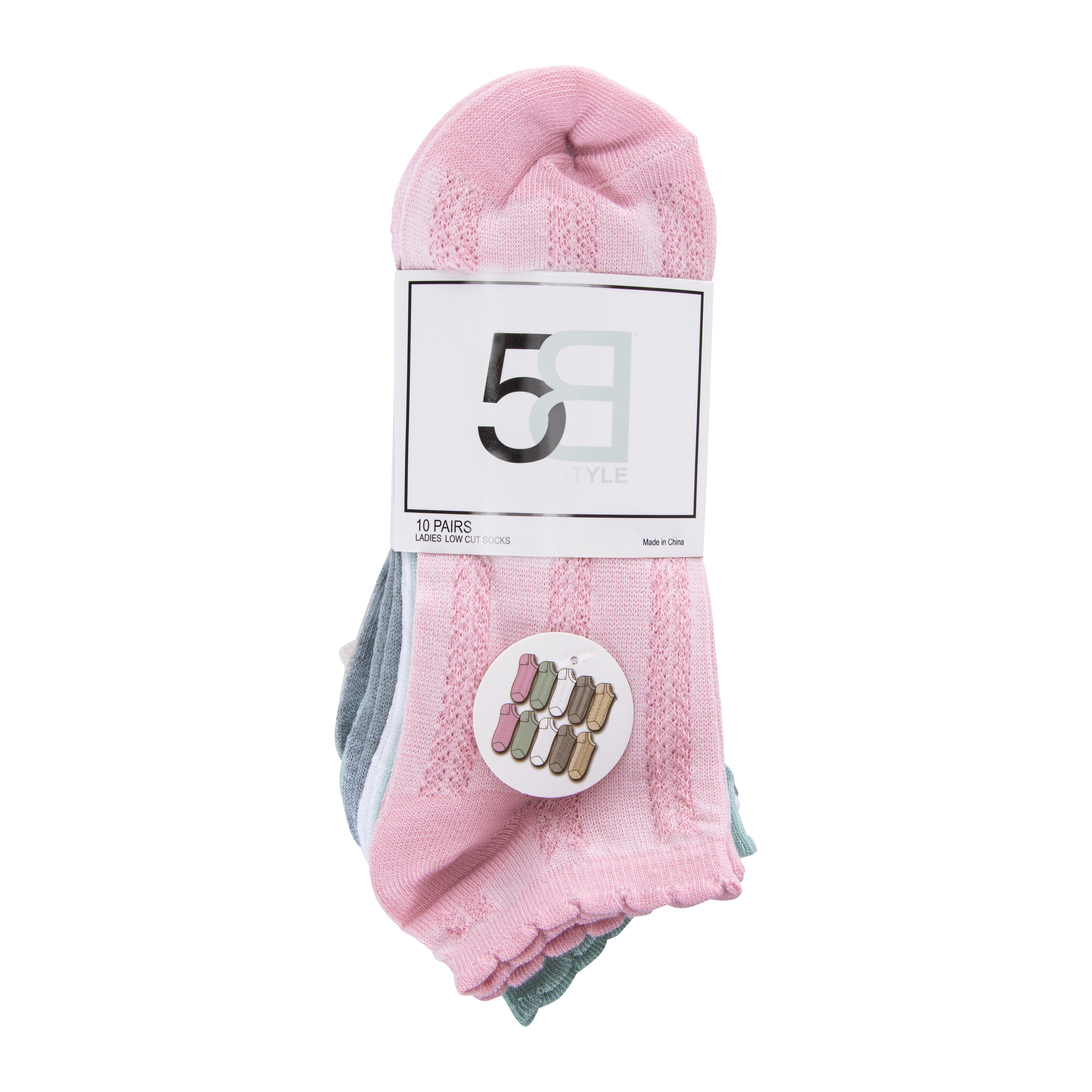 Ladies Assorted  Ruffle-Trim Ankle Socks 10-Pack