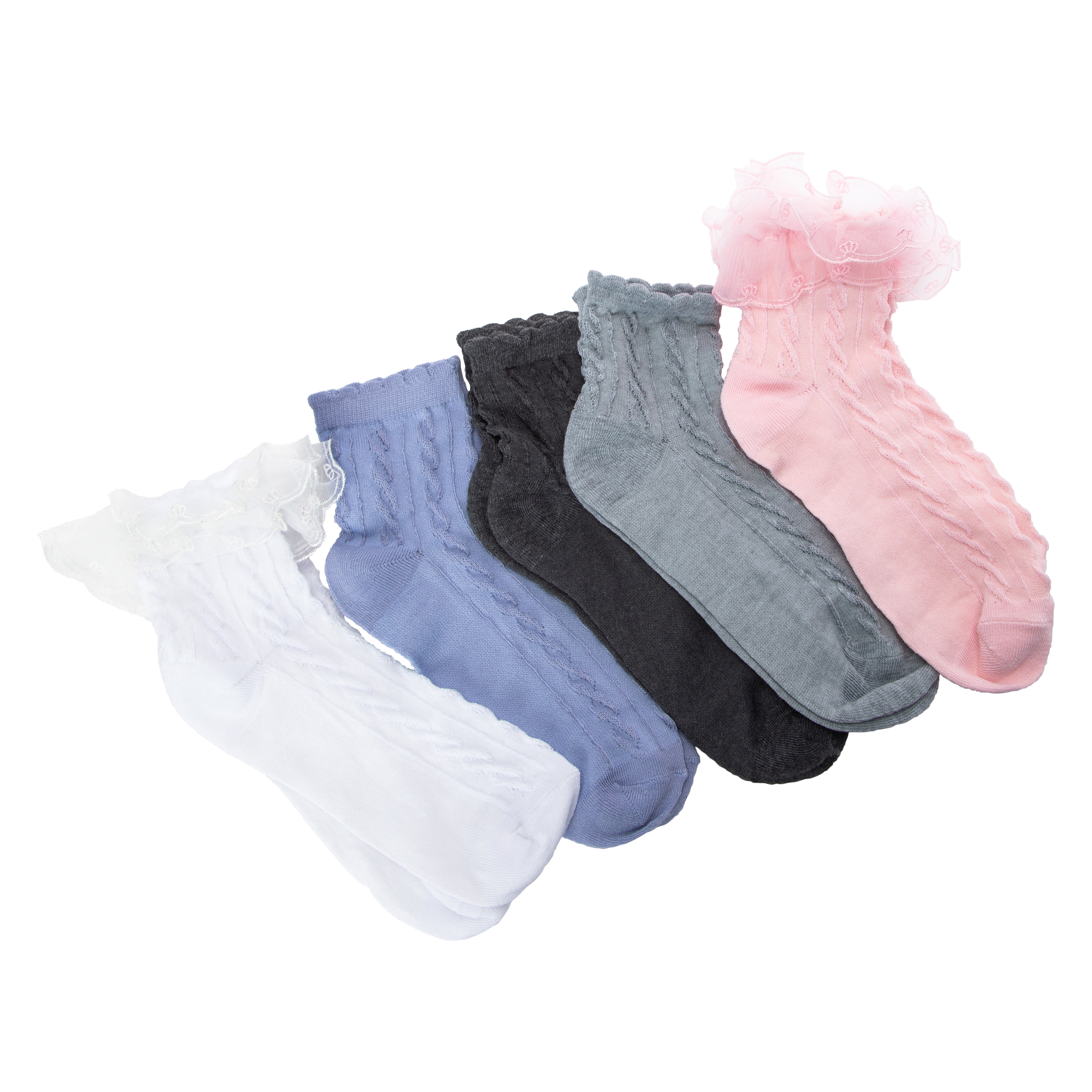Ladies Ruffle-Ankle Socks 5-Pack