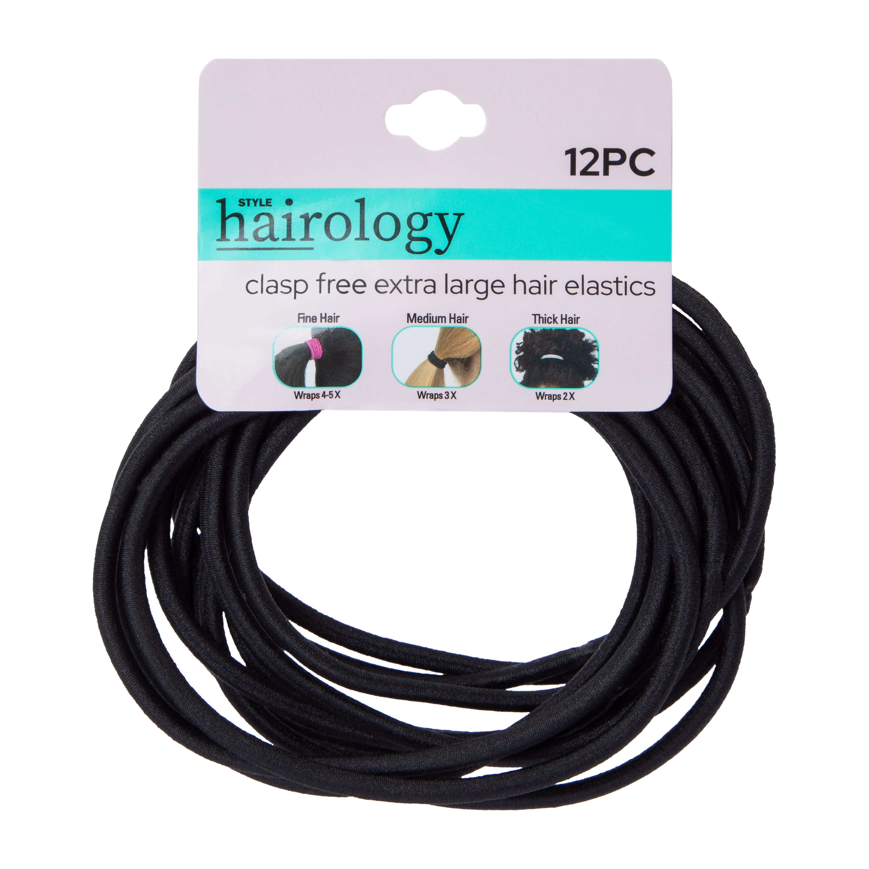 Clasp-Free XL Hair Elastic Bands 12-Count