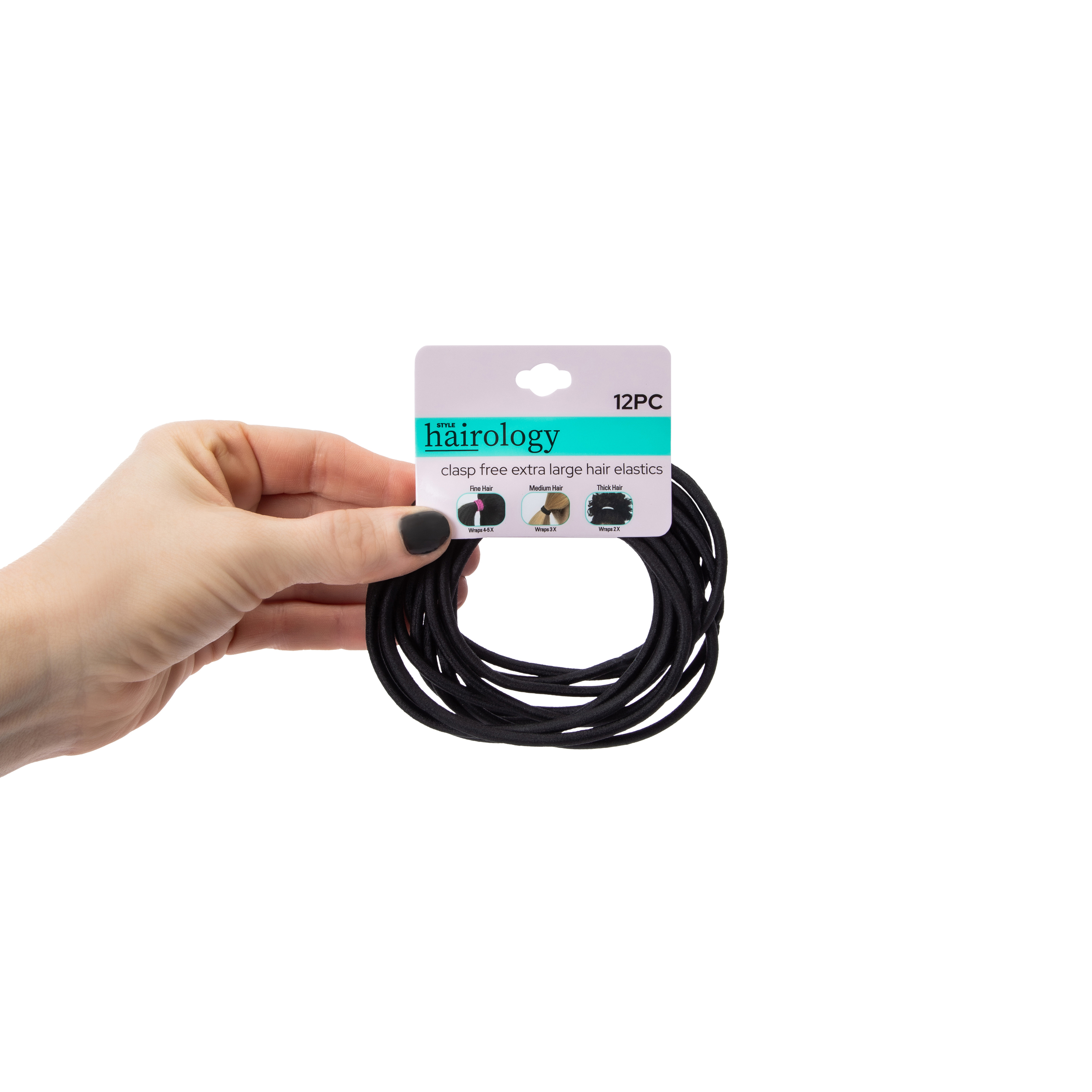 Clasp-Free XL Hair Elastic Bands 12-Count