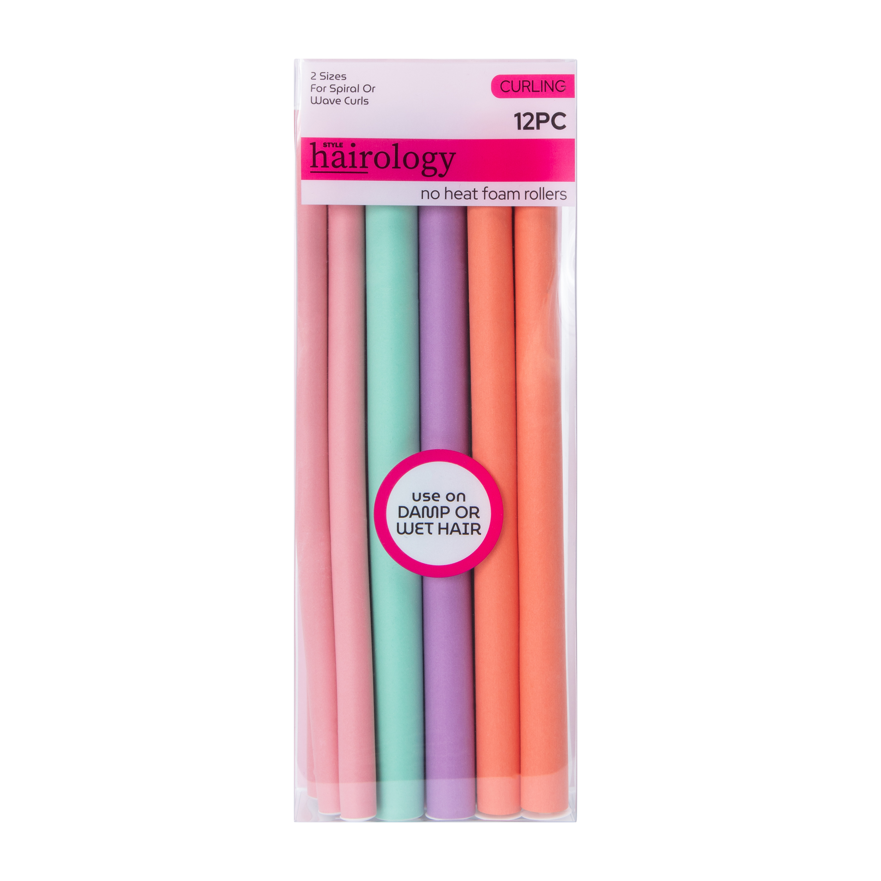 Colored No Heat Foam Rollers 12-Pack