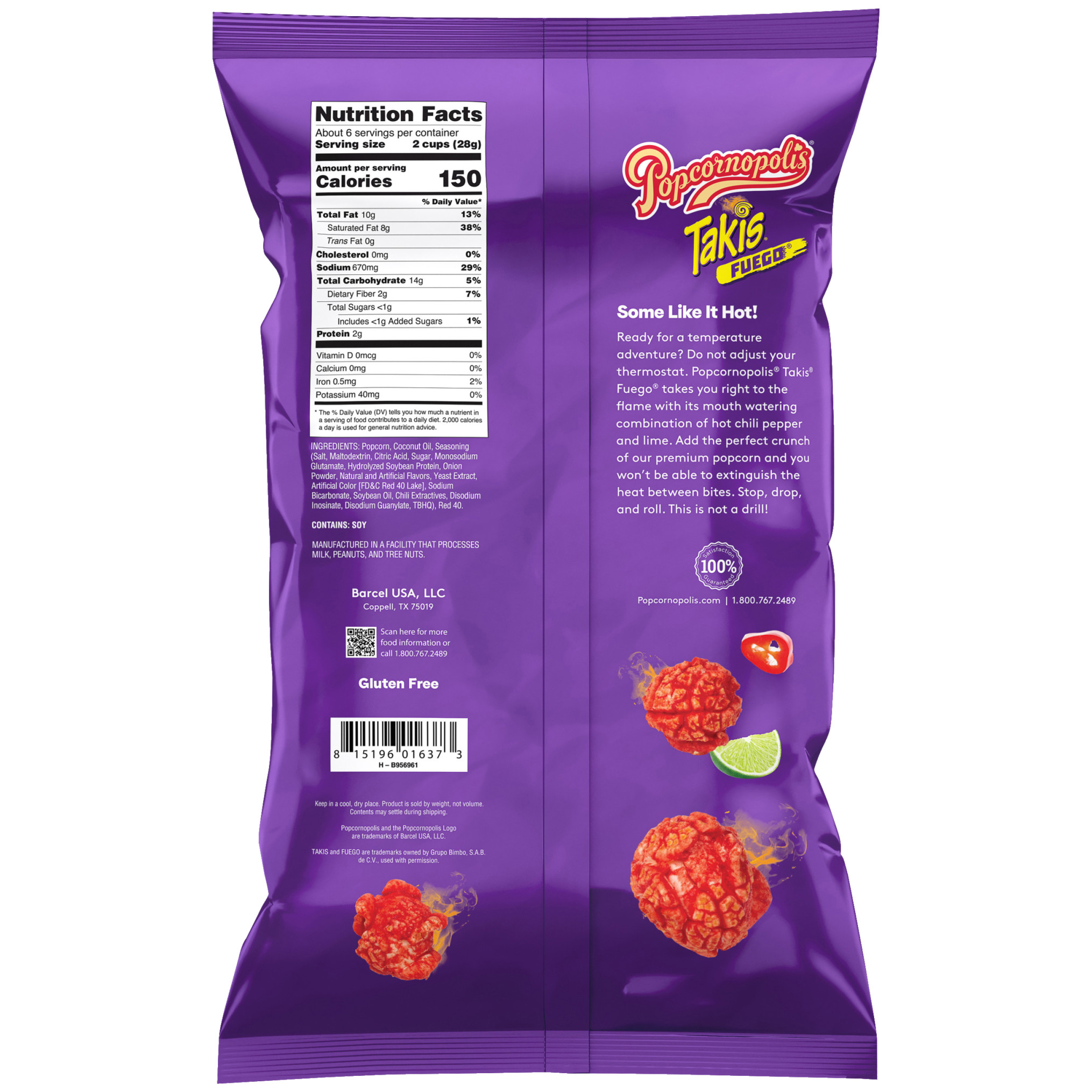 Popcornopolis x Takis® Fuego® Hot Chili Pepper & Lime Flavored Popcorn 6oz