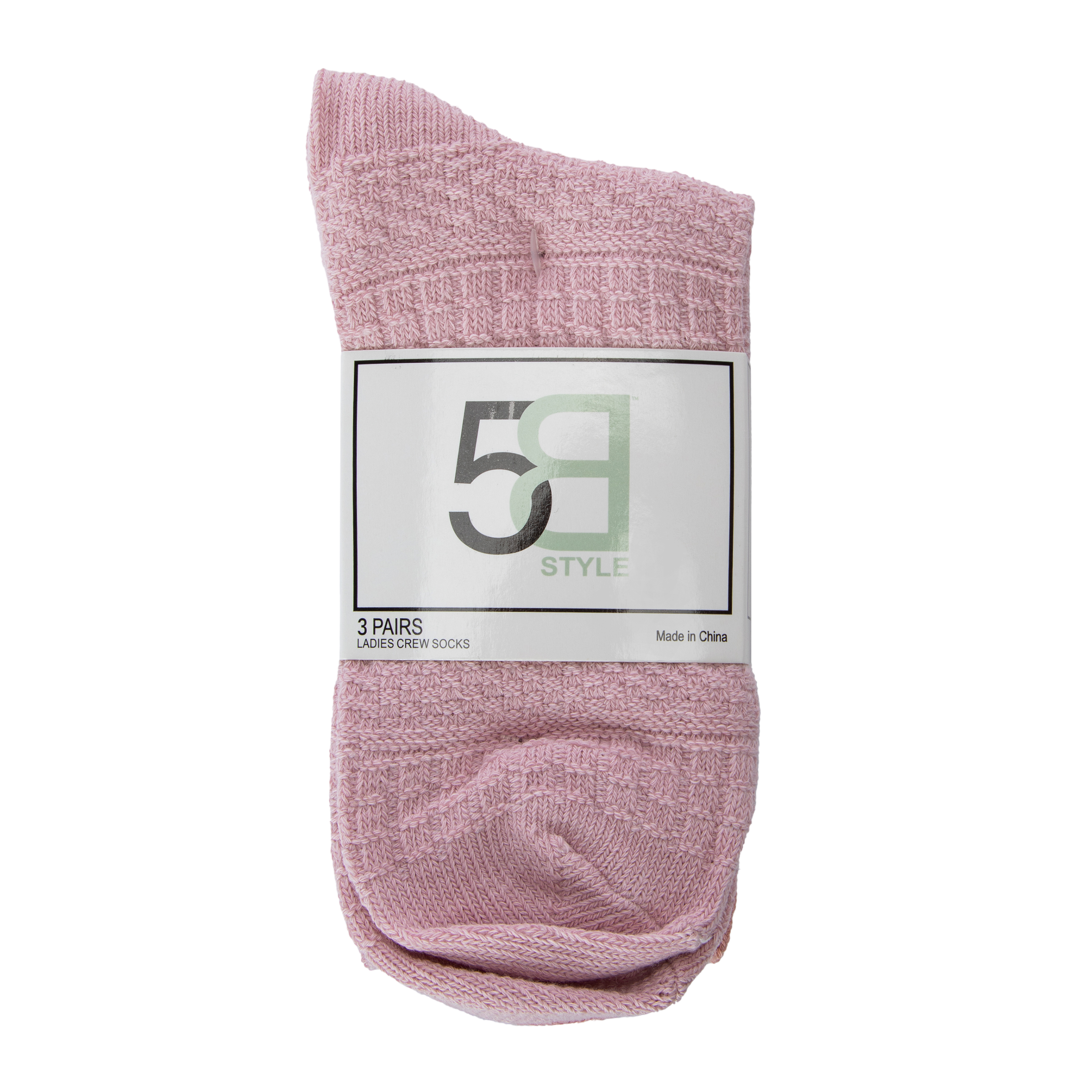 Ladies Solid Knit Crew Socks 3-Pack