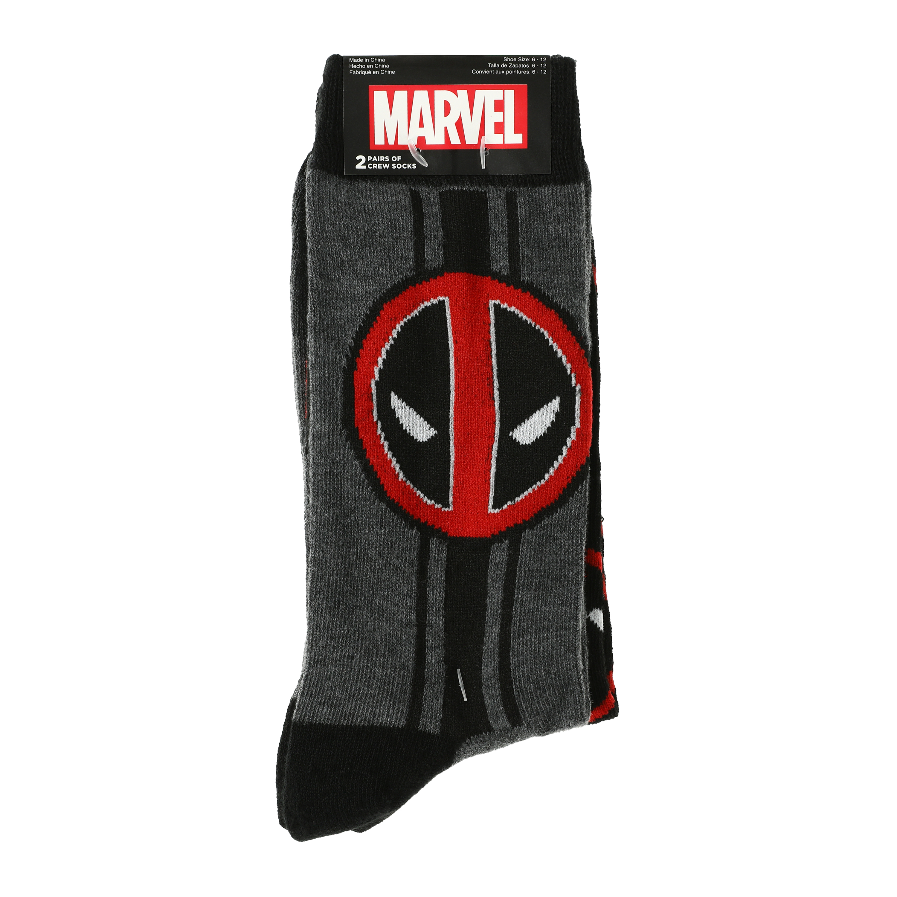 Mens Marvel Deadpool Crew Socks 2-Pack