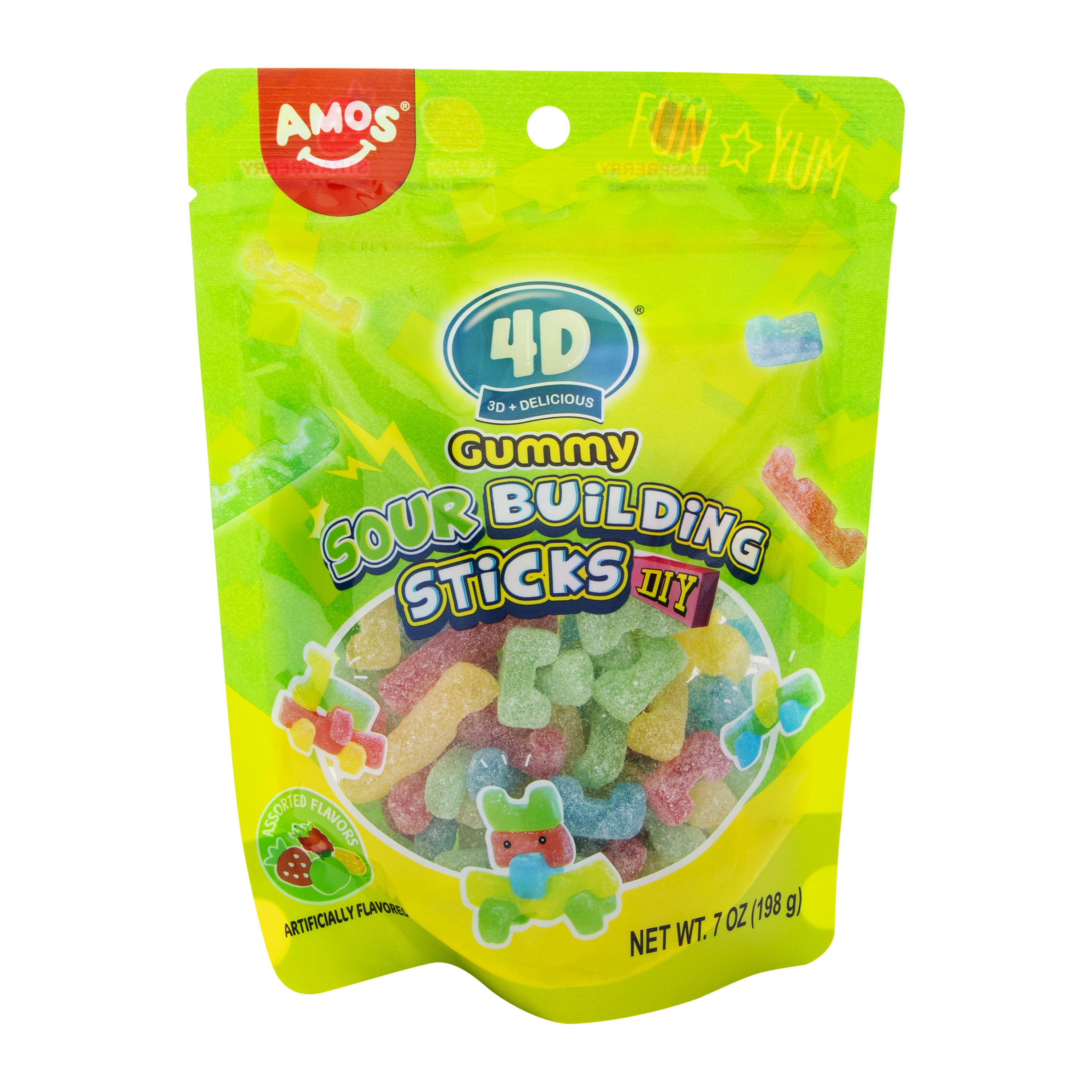 Amos® 4D DIY Gummy Sour Building Sticks 7oz