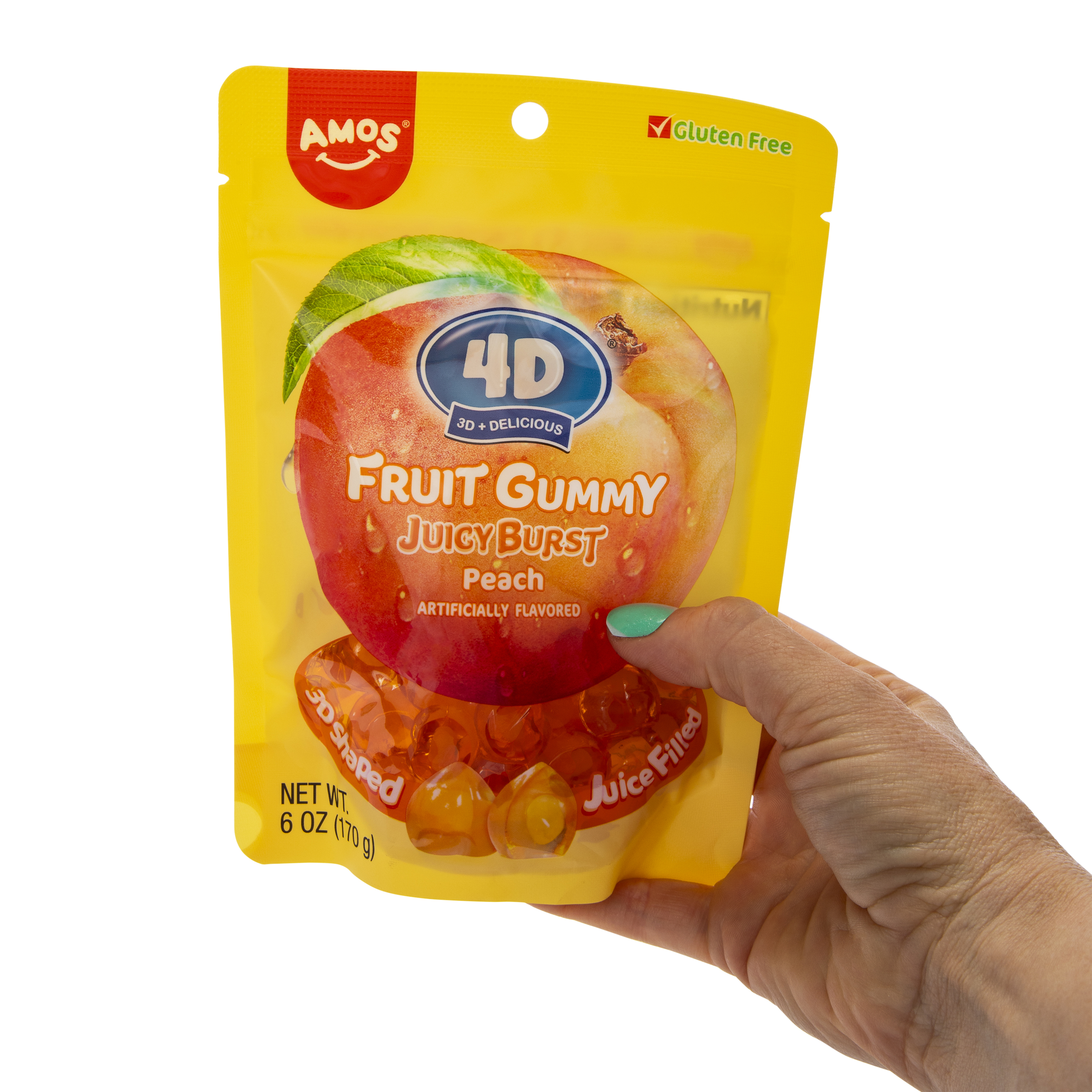 Amos® 4D Fruit Gummy JuicyBurst Candy 6oz - Peach