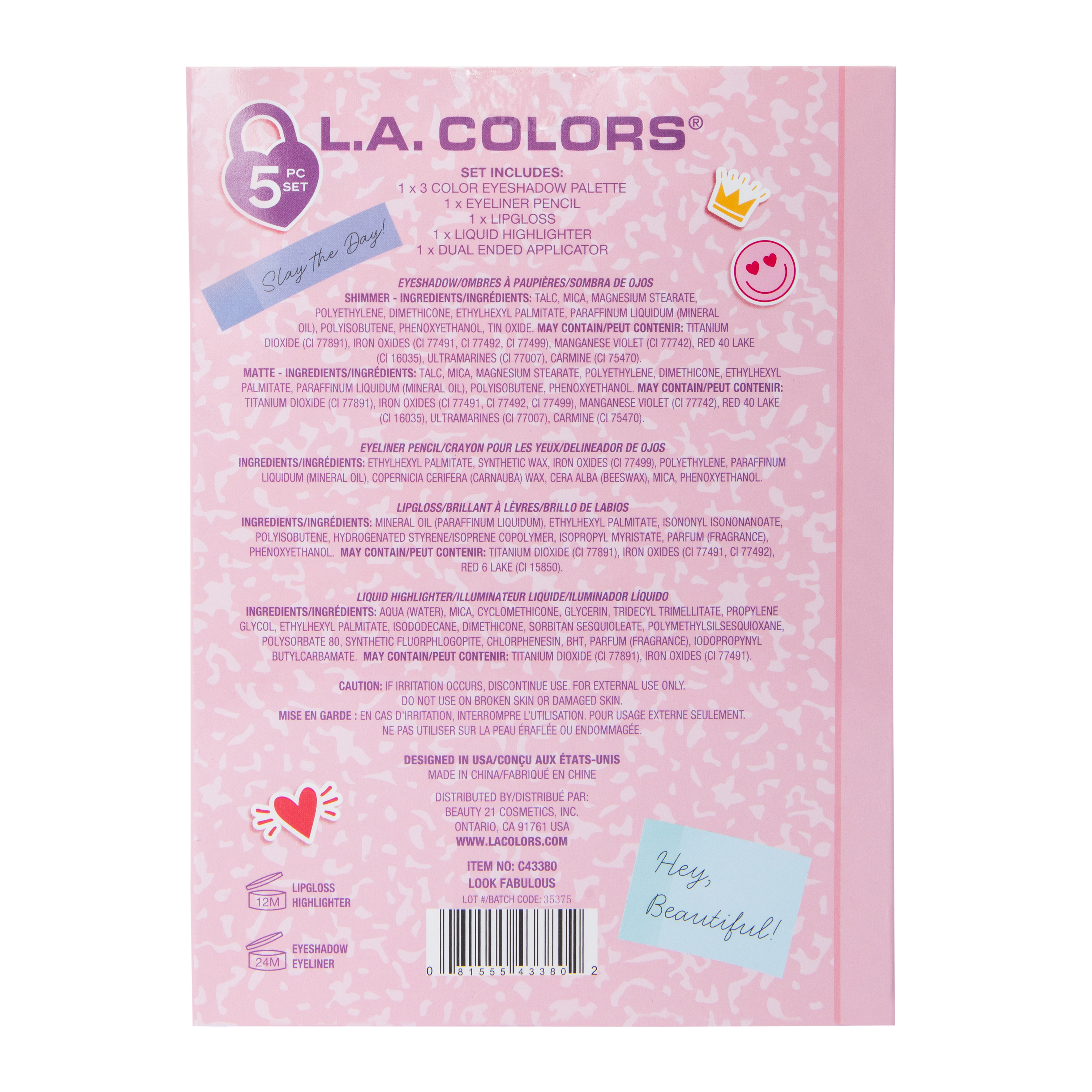 L.A. Colors® Look Fabulous Makeup Set 5-Piece