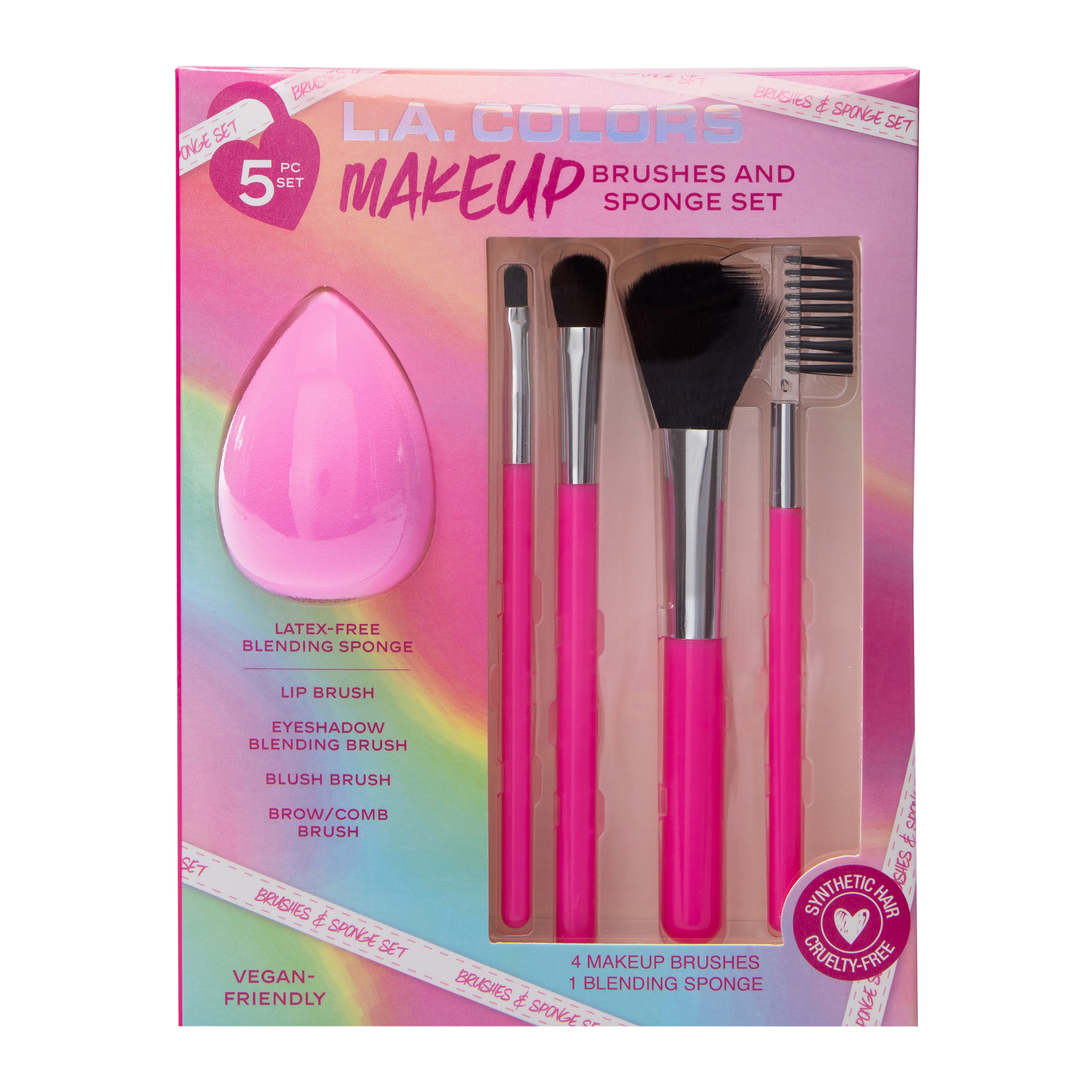 L.A. Colors® Makeup Brushes & Sponge Set 5-Piece