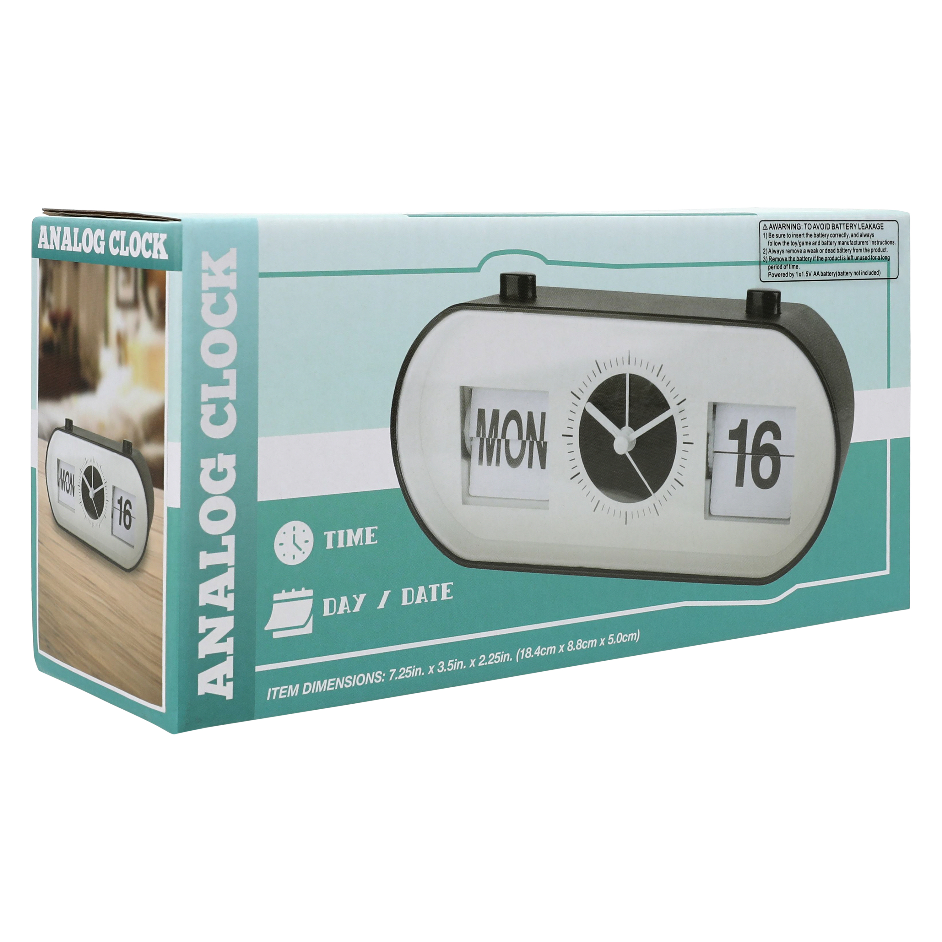 Analog Alarm Clock 7.25in x 3.5in