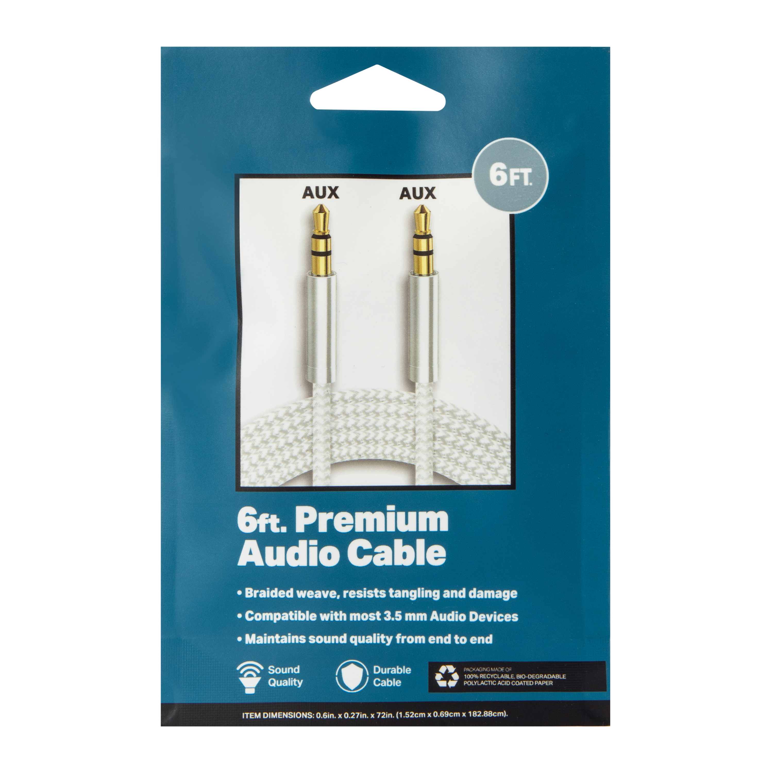 6ft Braided 3.5mm Audio Cable