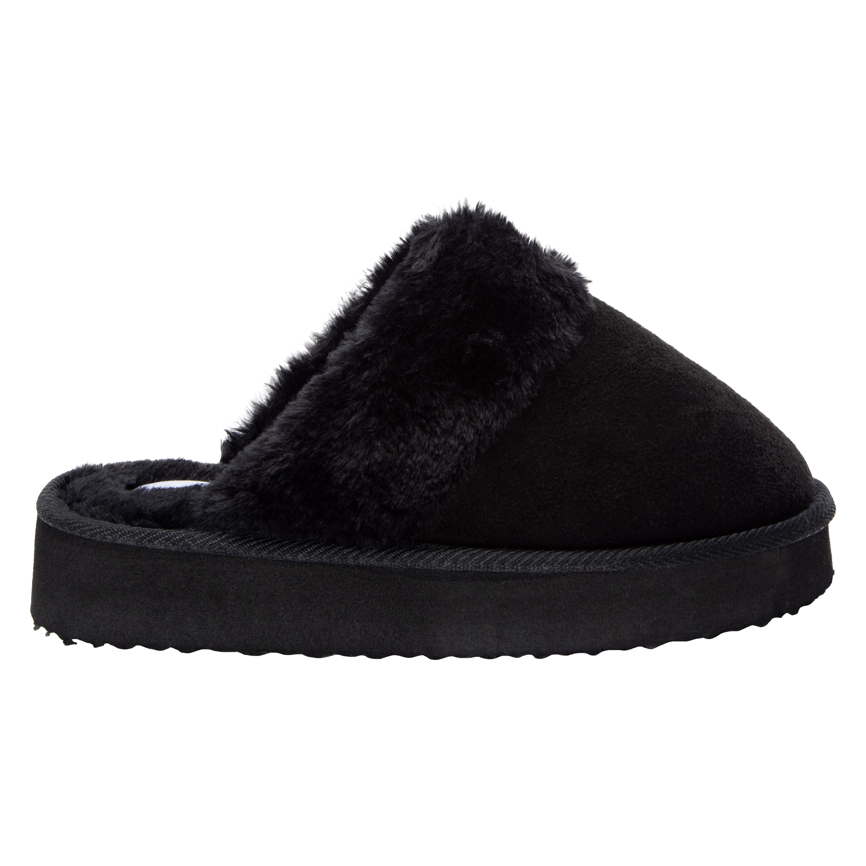 Ladies Faux Fur-Lined Platform Mule Slippers
