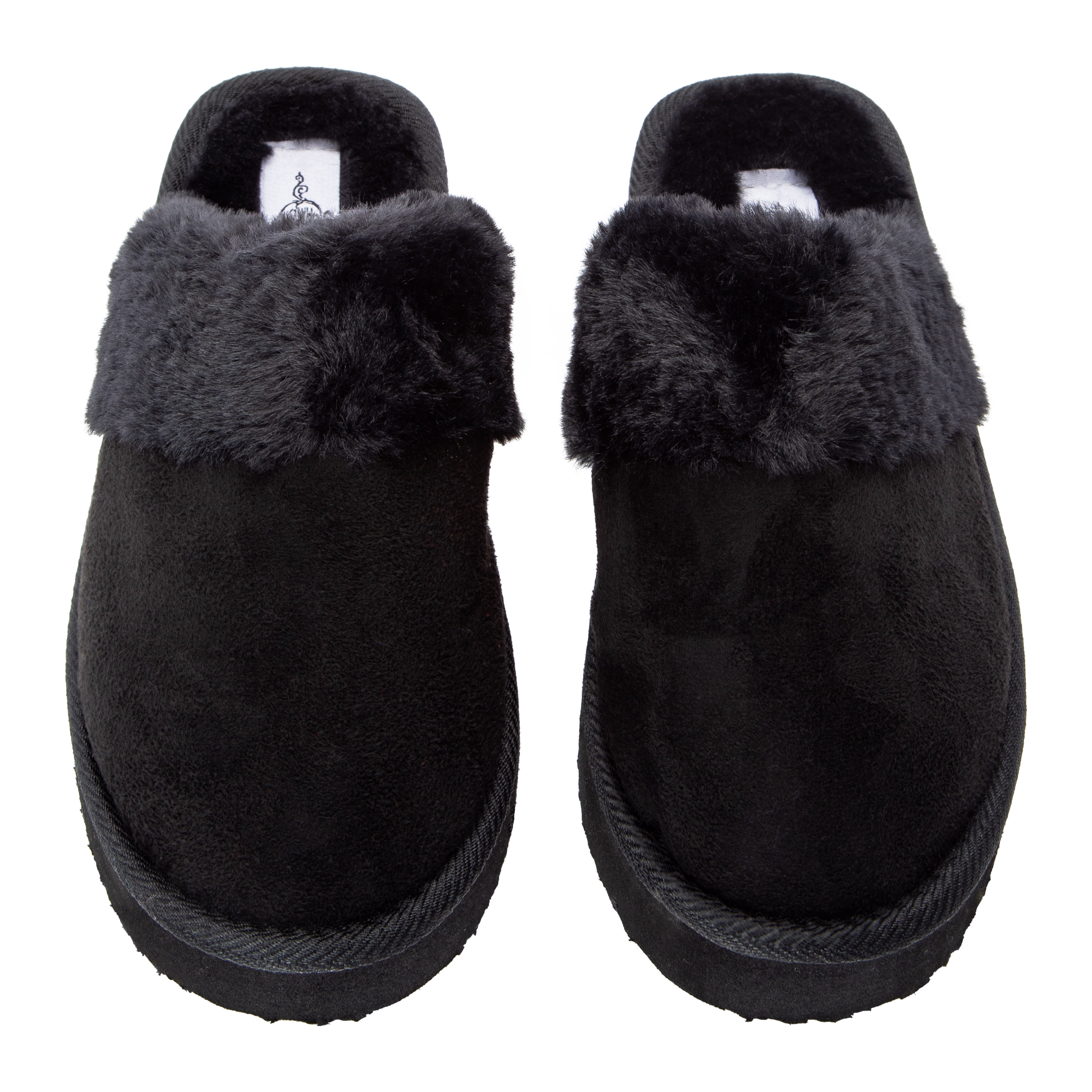 Ladies Faux Fur-Lined Platform Mule Slippers