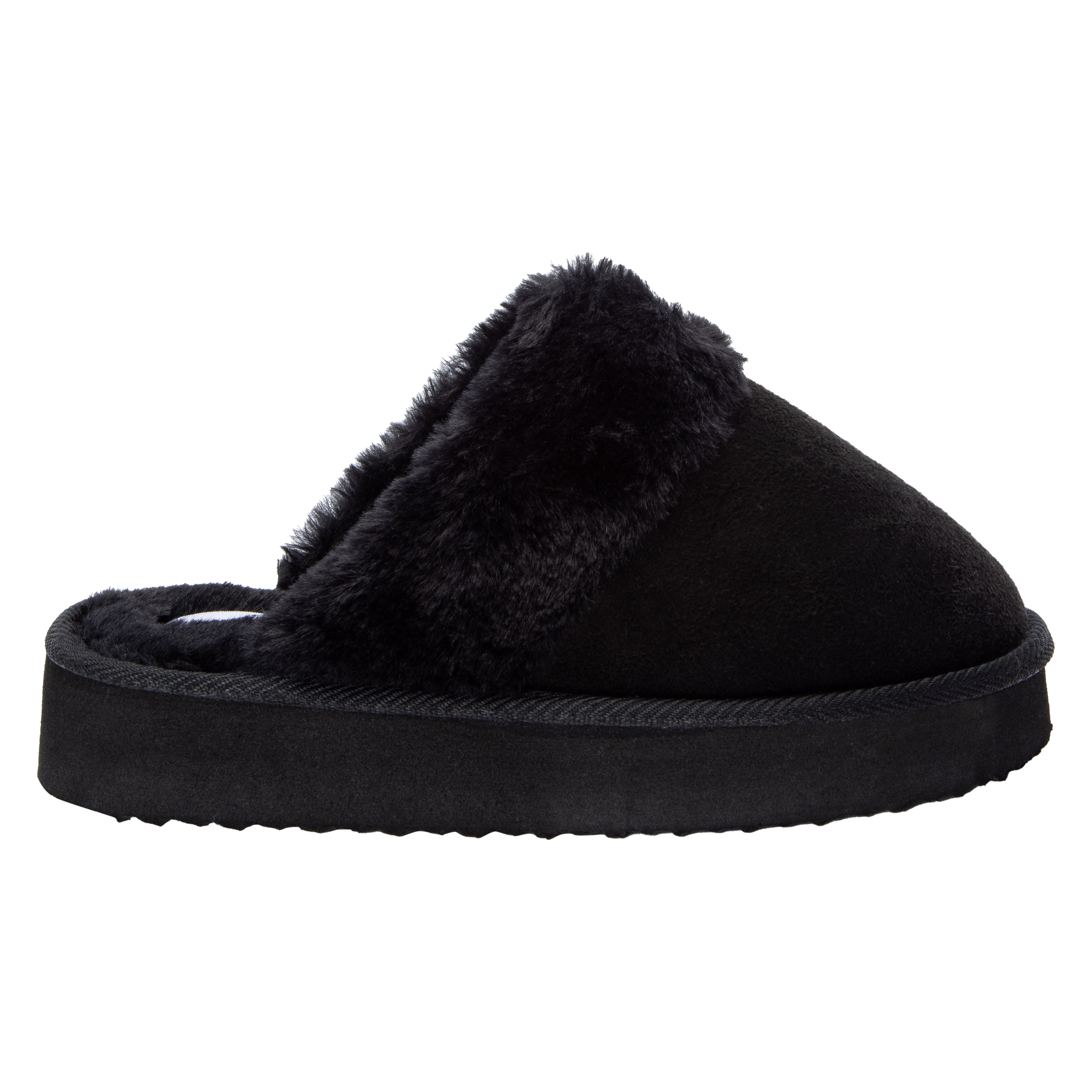 Ladies Faux Fur-Lined Platform Mule Slippers