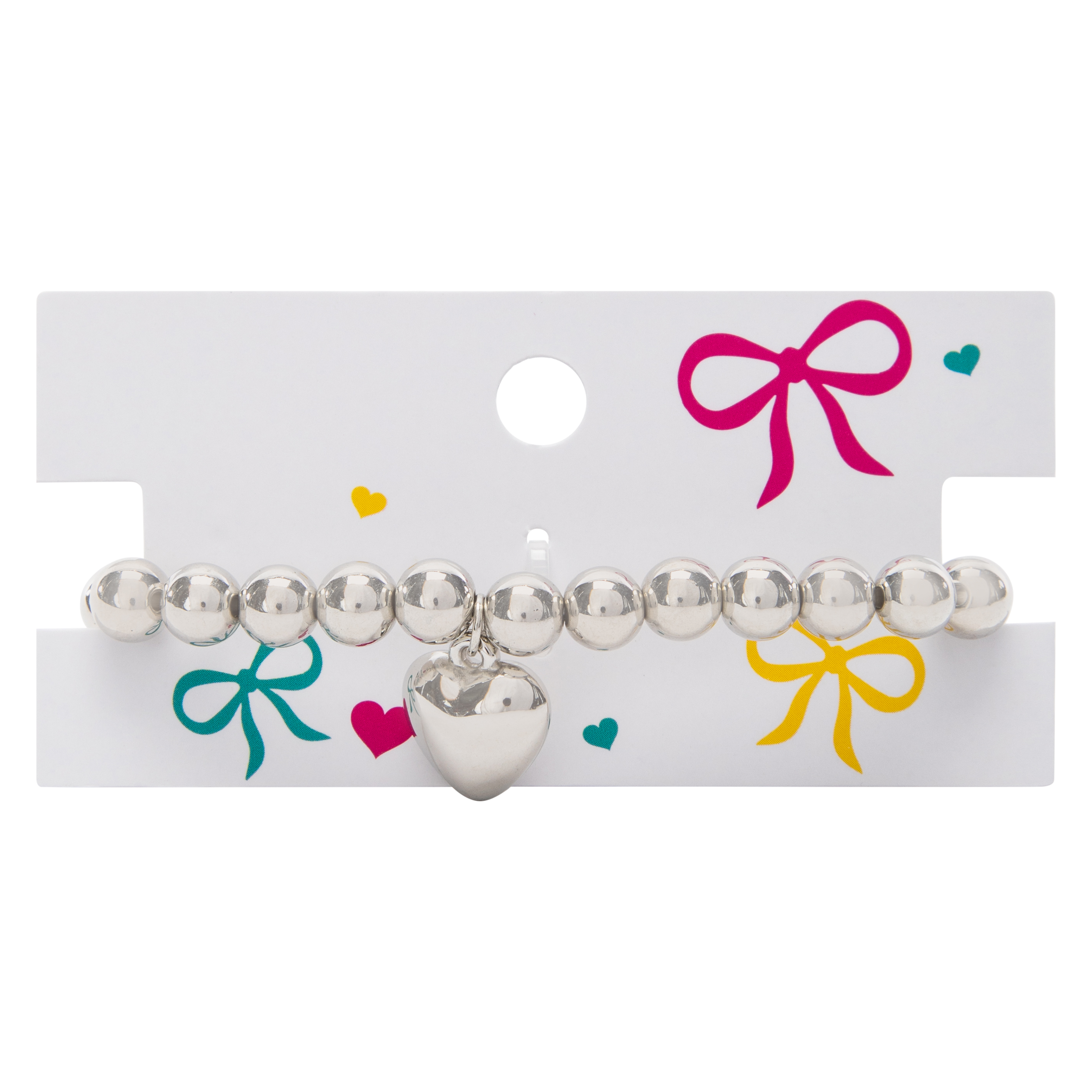 Silver Beaded Heart Bracelet