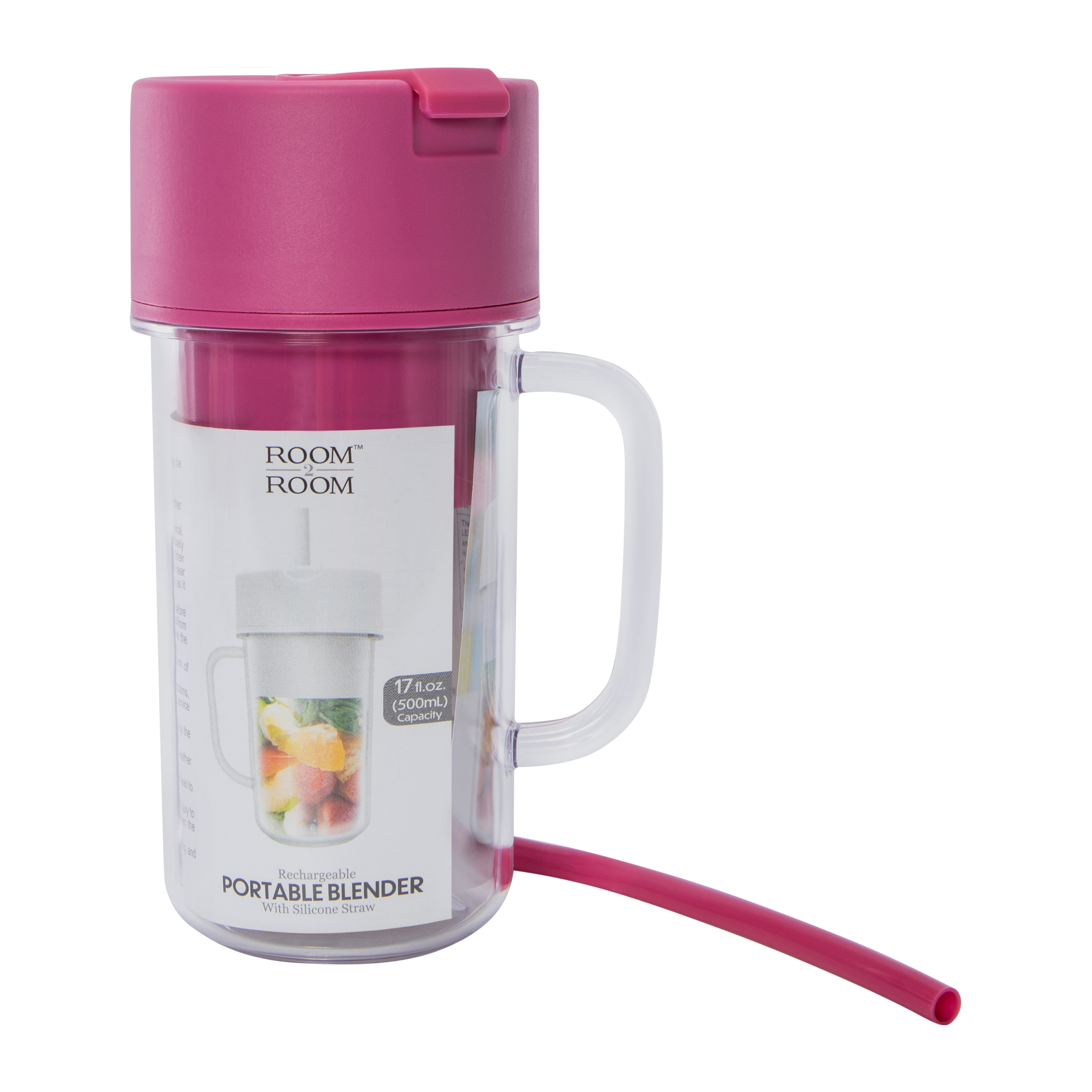 Rechargeable Portable Blender With Handle & Silicone Straw 17oz