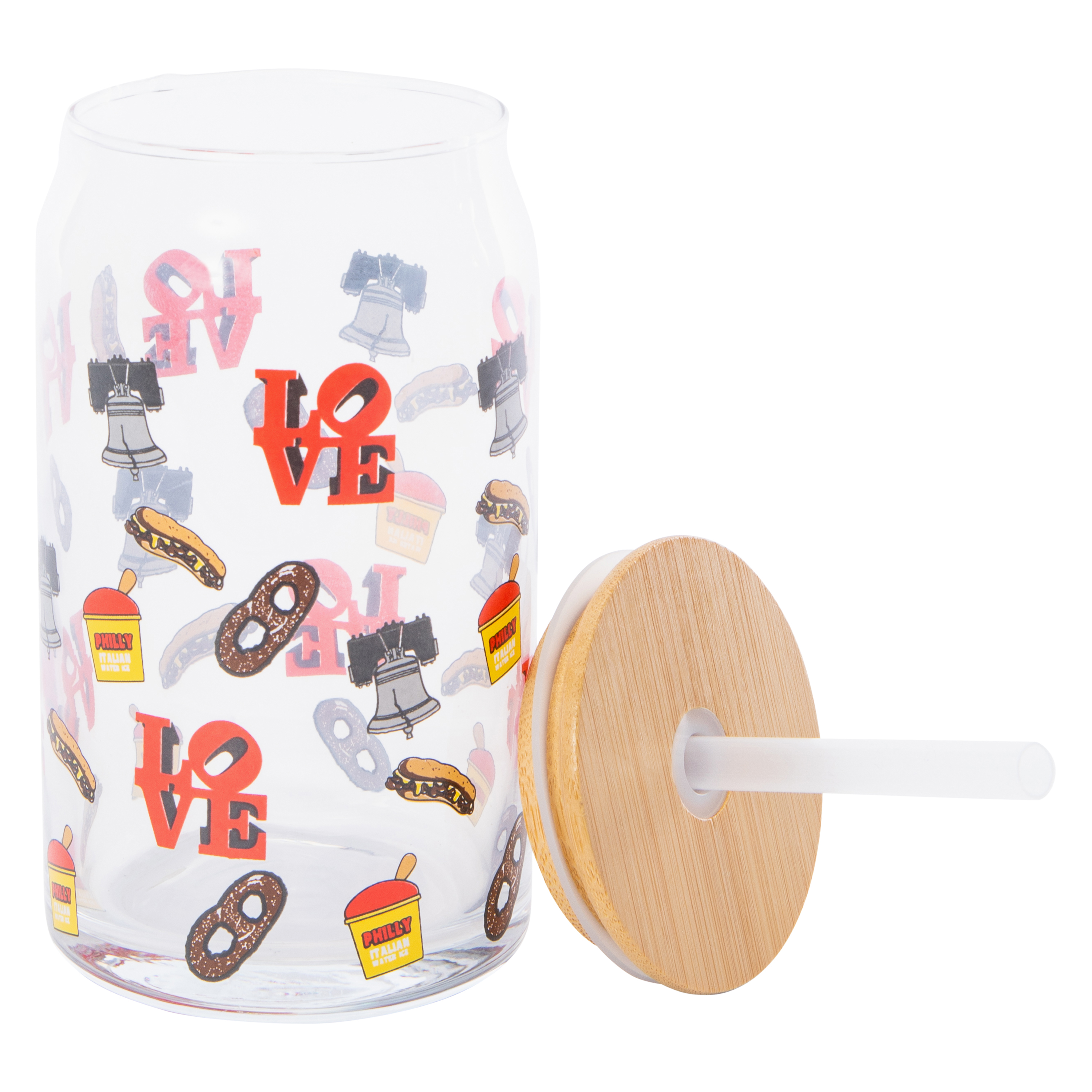 Philly Glass Tumbler With Bamboo Lid & Straw