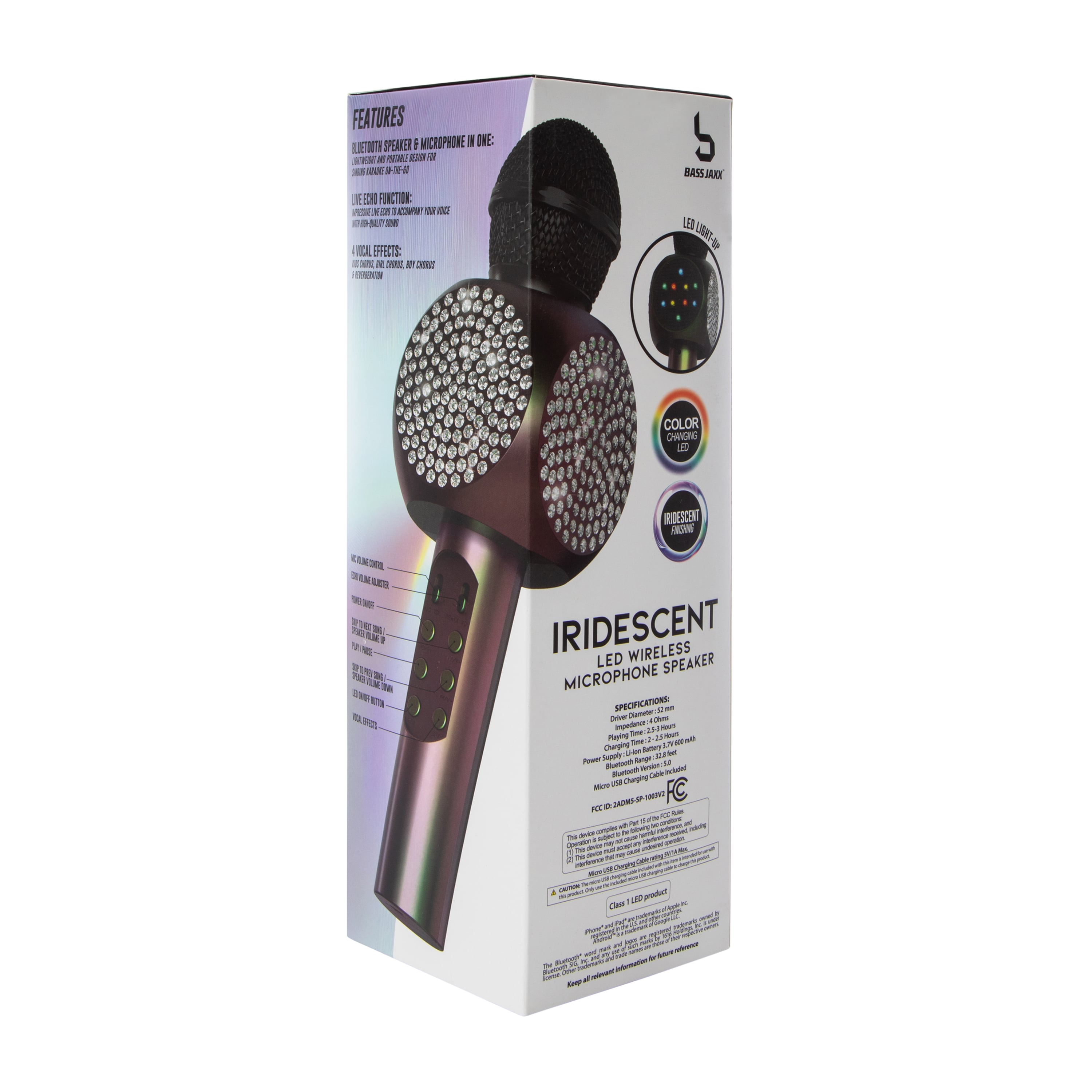Bluetooth® Karaoke LED Bling Mic With Speaker