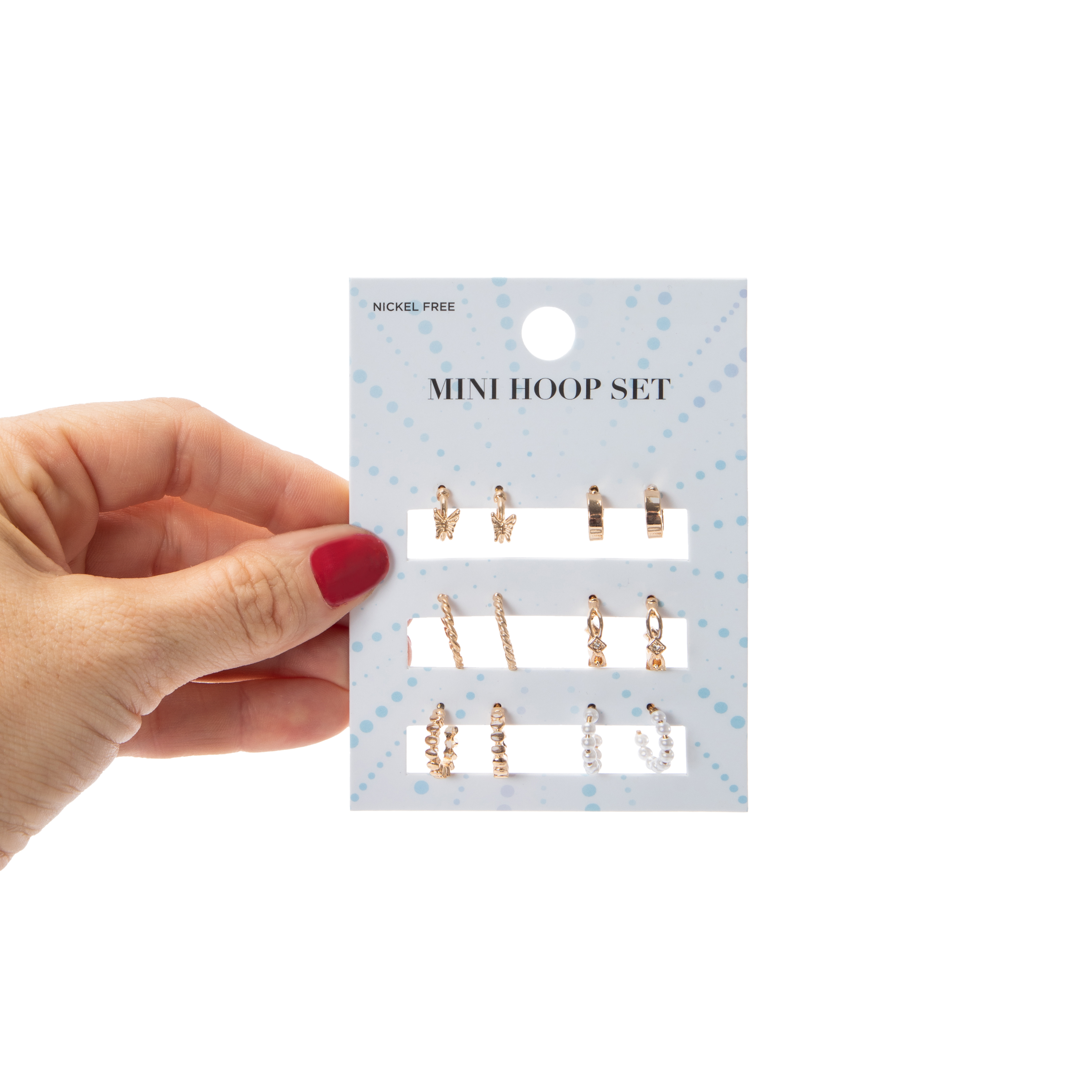 Mini Hoop Earrings Set, 6 Pairs