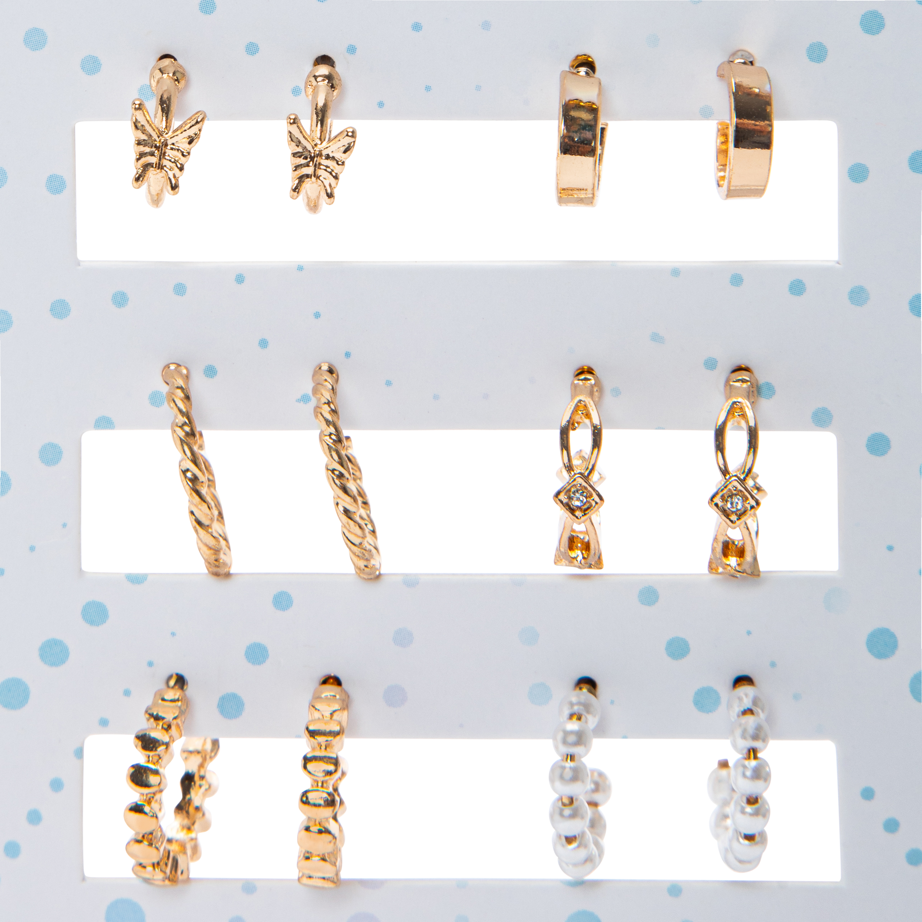 Mini Hoop Earrings Set, 6 Pairs