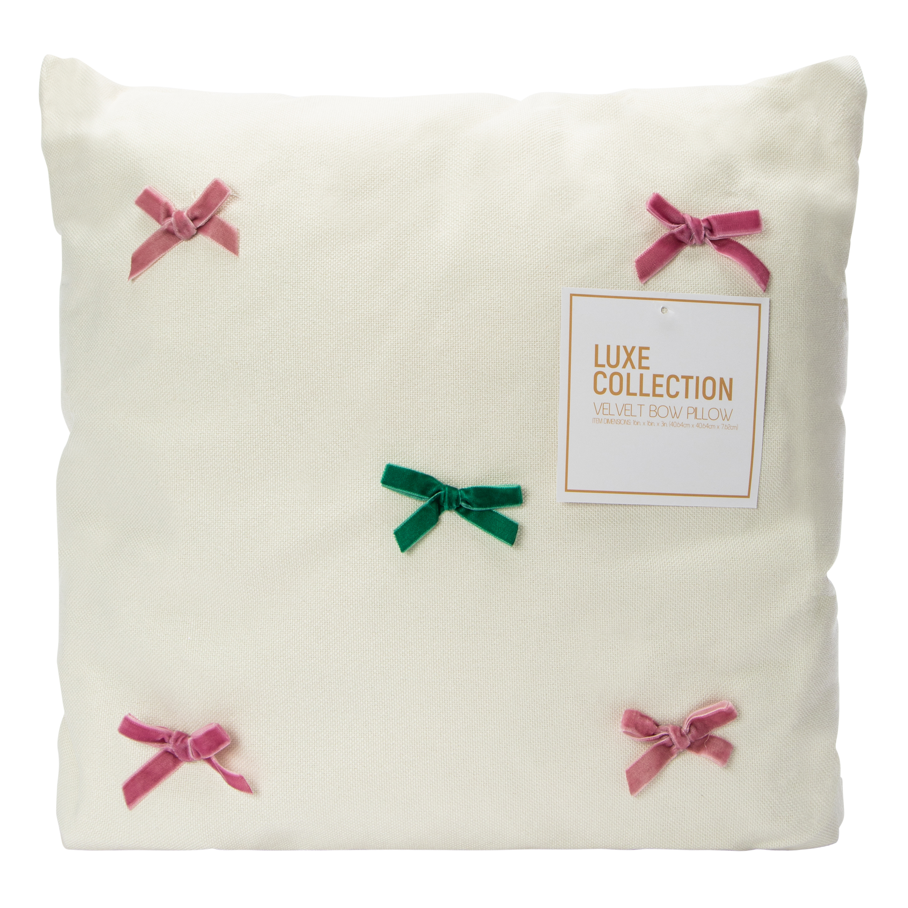 Velvet Bow Throw Pillow 16in x 16in
