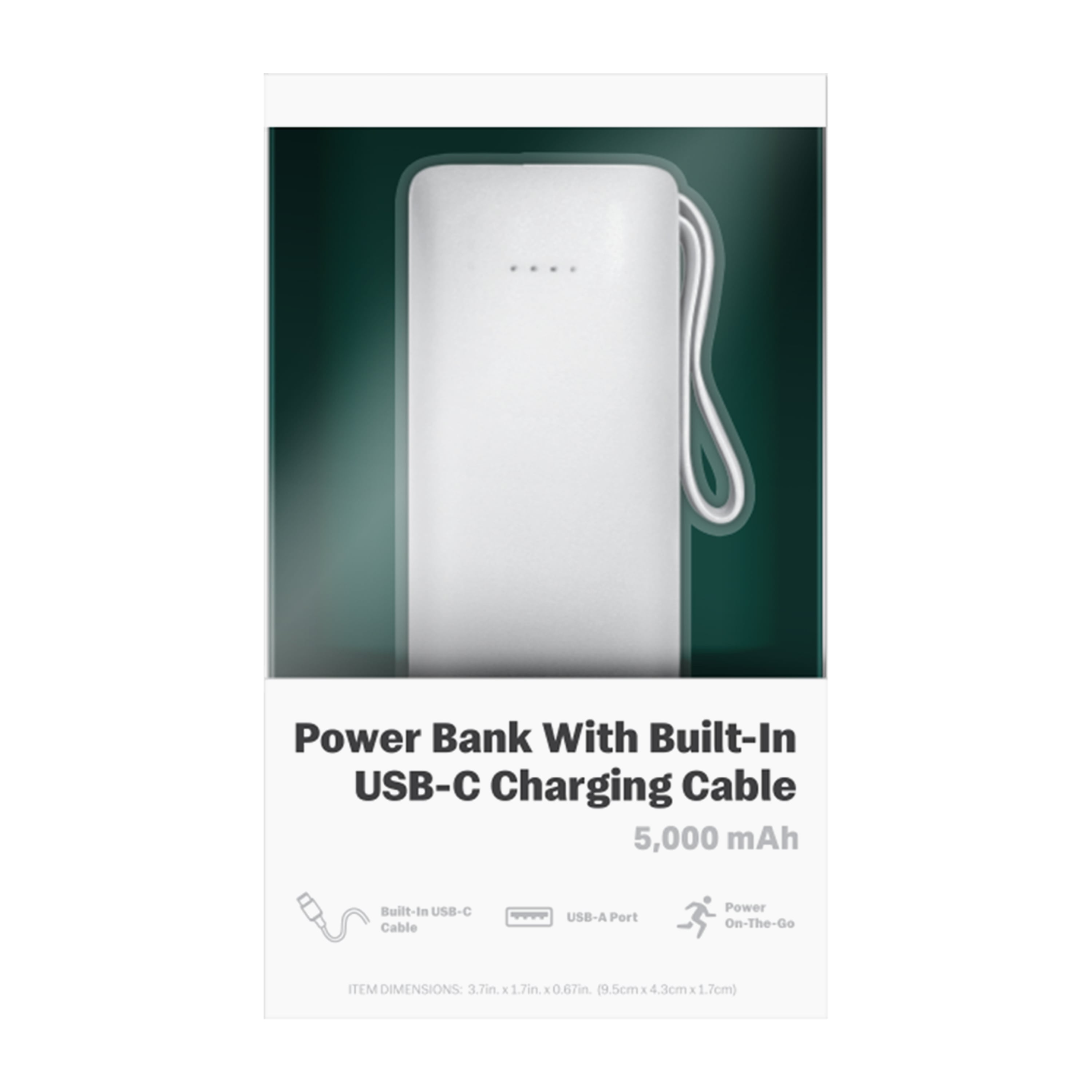 Power Bank 5000mAh con Cable USB-C Integrado Carga Rapida 2