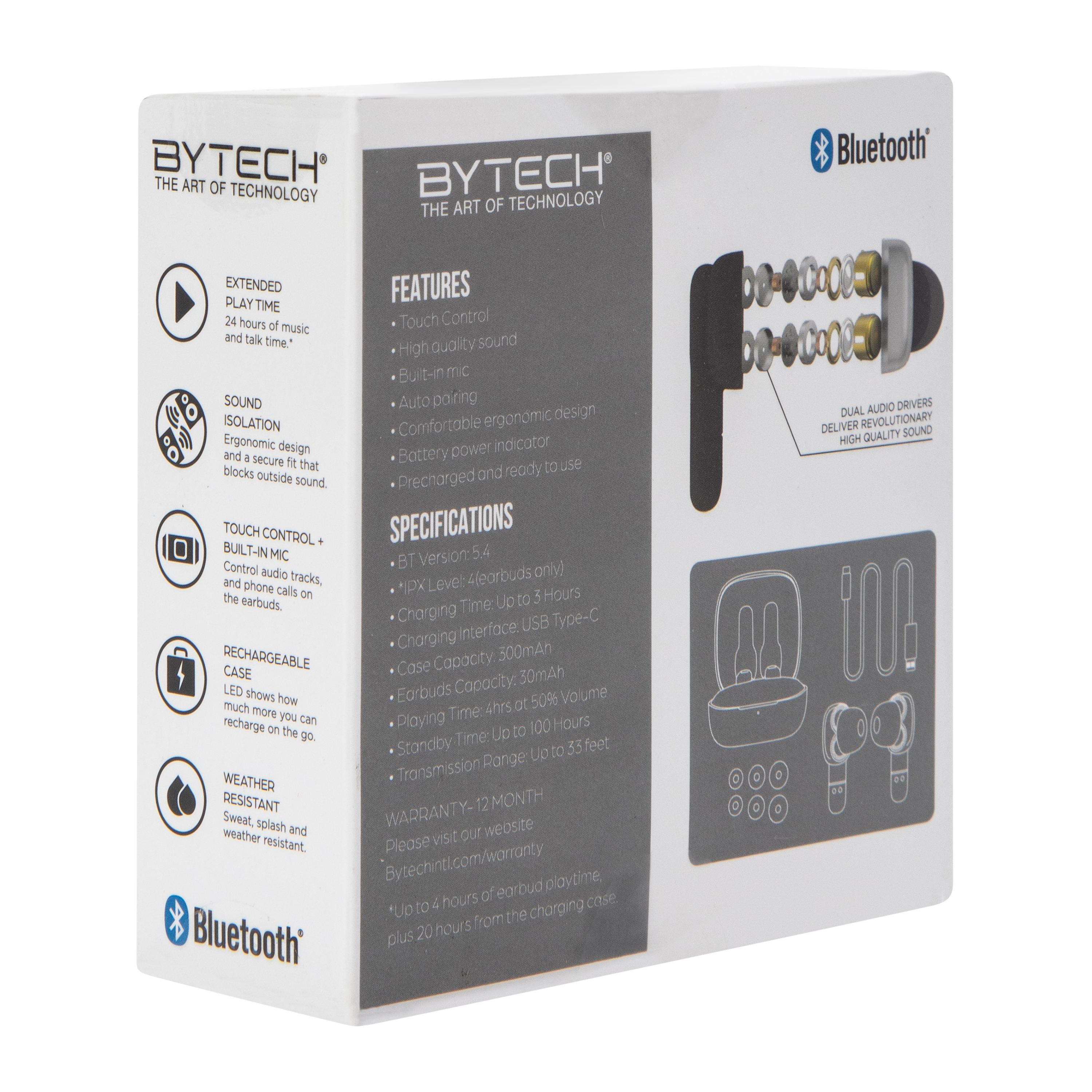 Bytech® True Wireless Earbuds