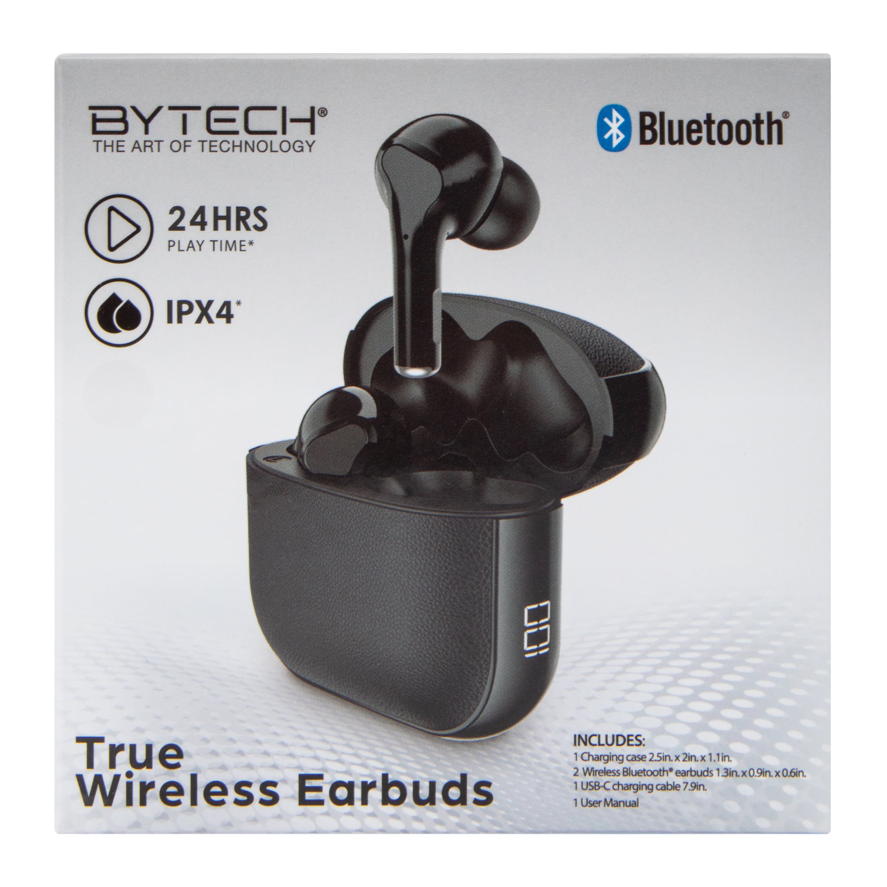 24-Hour True Wireless Earbuds With Mic & Case