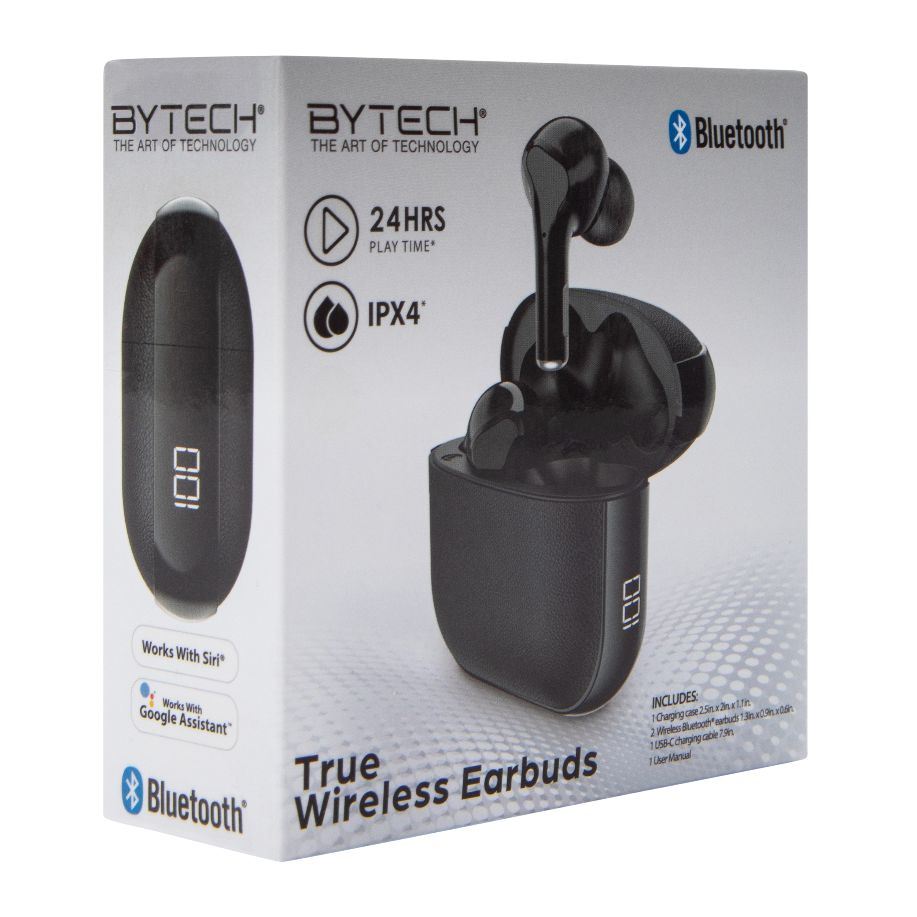 24-Hour True Wireless Earbuds With Mic & Case